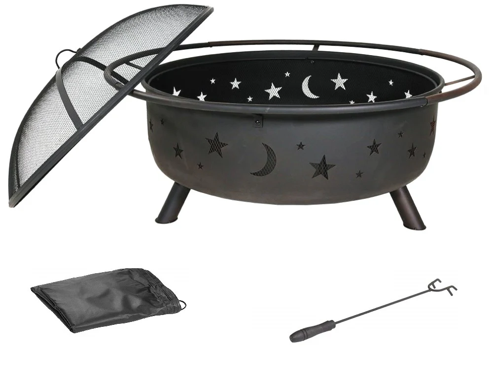 30" Fire Pit with Charcoal Grill and Spark Screen By Homeroots - Image 3