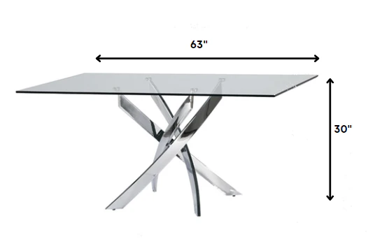 30' Glass And Steel Rectangular Dining Table By Homeroots - Image 2
