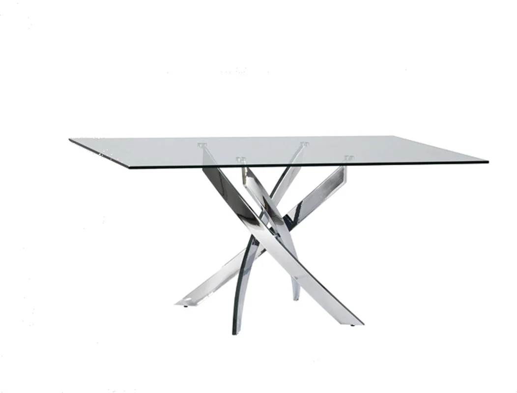 30' Glass And Steel Rectangular Dining Table By Homeroots - Image 3