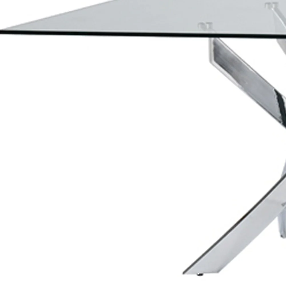 30' Glass And Steel Rectangular Dining Table By Homeroots - Image 4