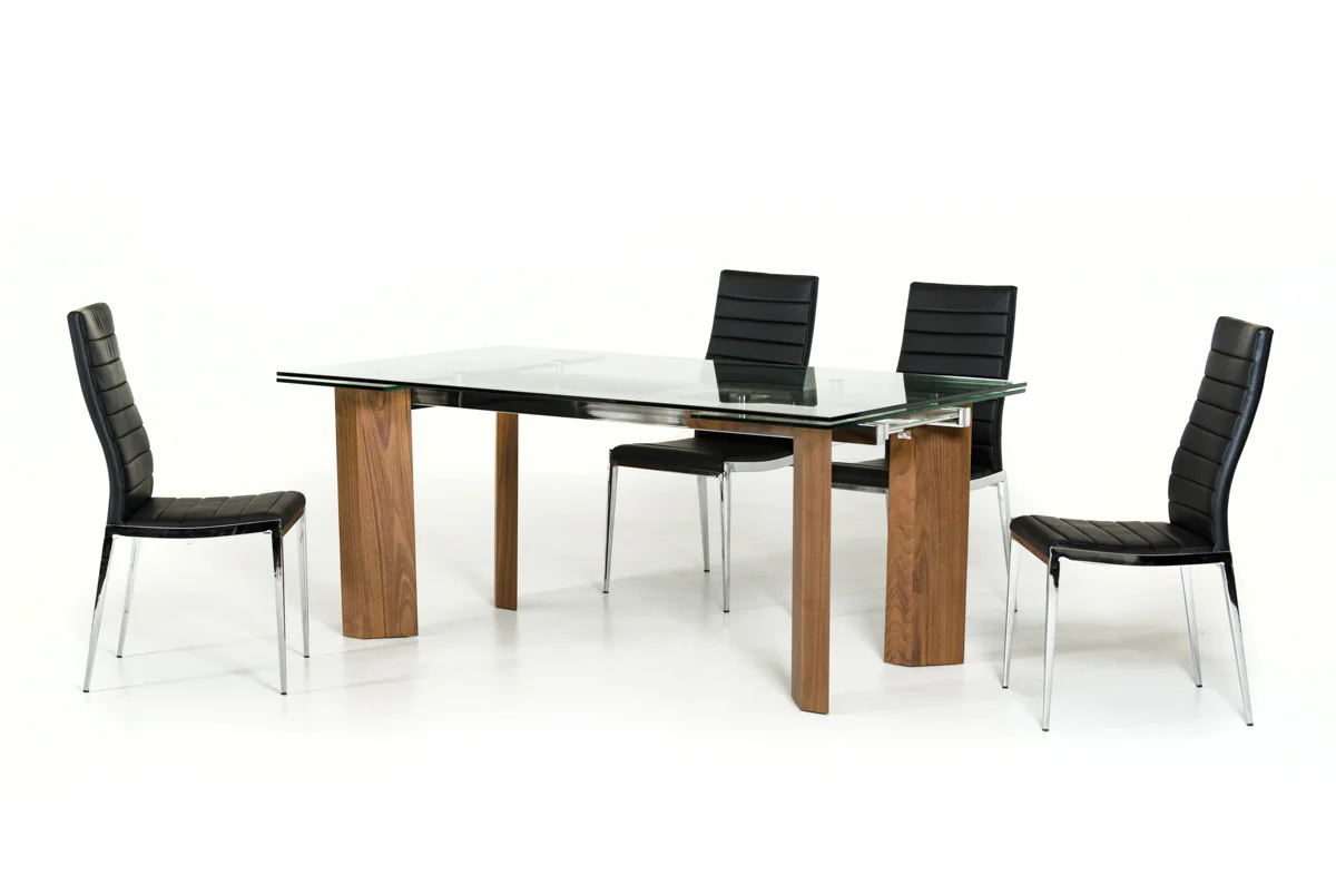 30' Glass Wood And Aluminum Extendable Dining Table By Homeroots - Image 2