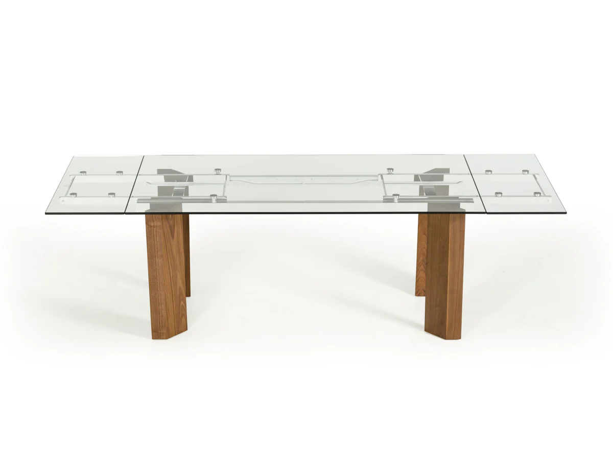 30' Glass Wood And Aluminum Extendable Dining Table By Homeroots - Image 5