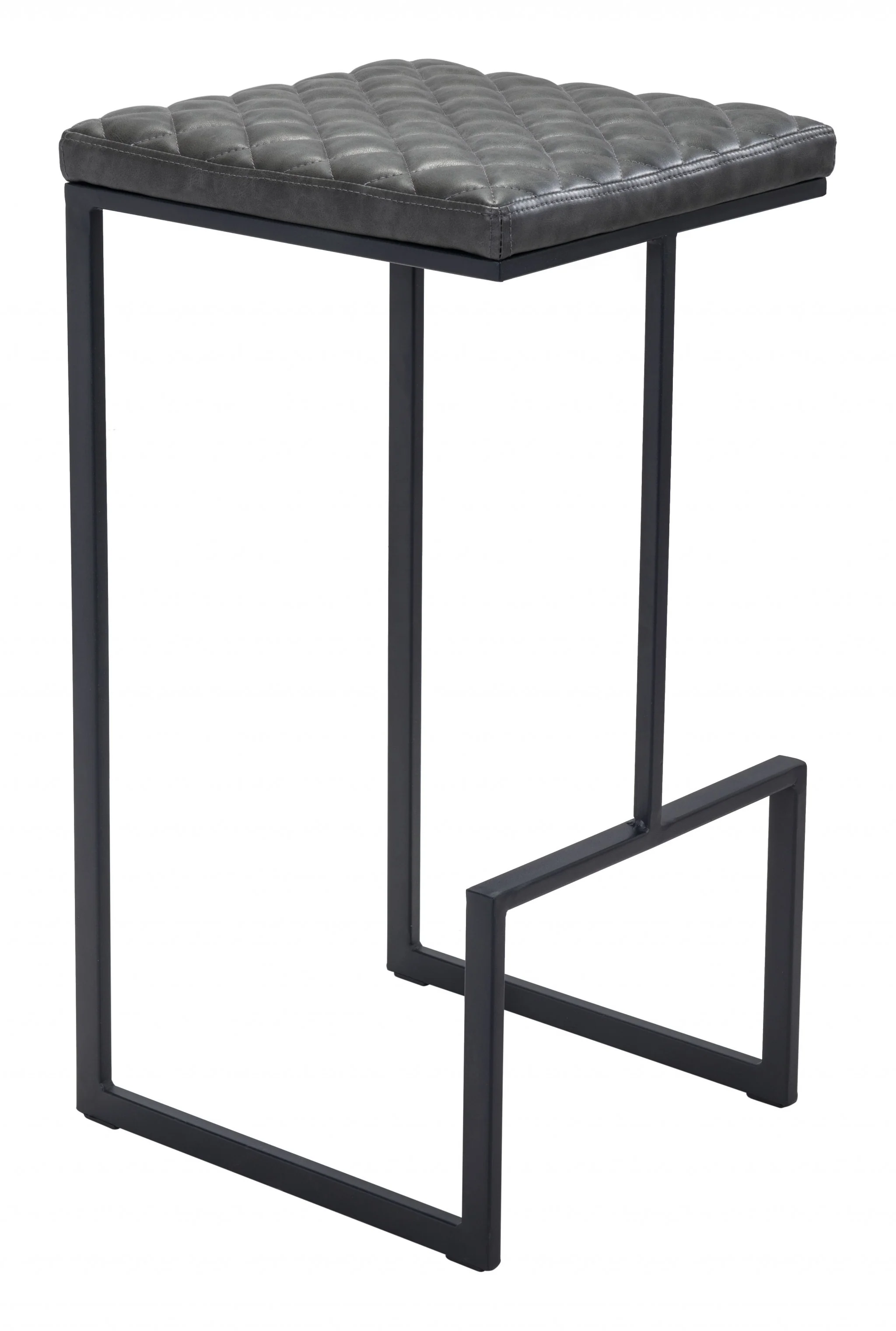 30" Gray And Black Steel Backless Bar Height Chair With Footrest By Homeroots - Image 2