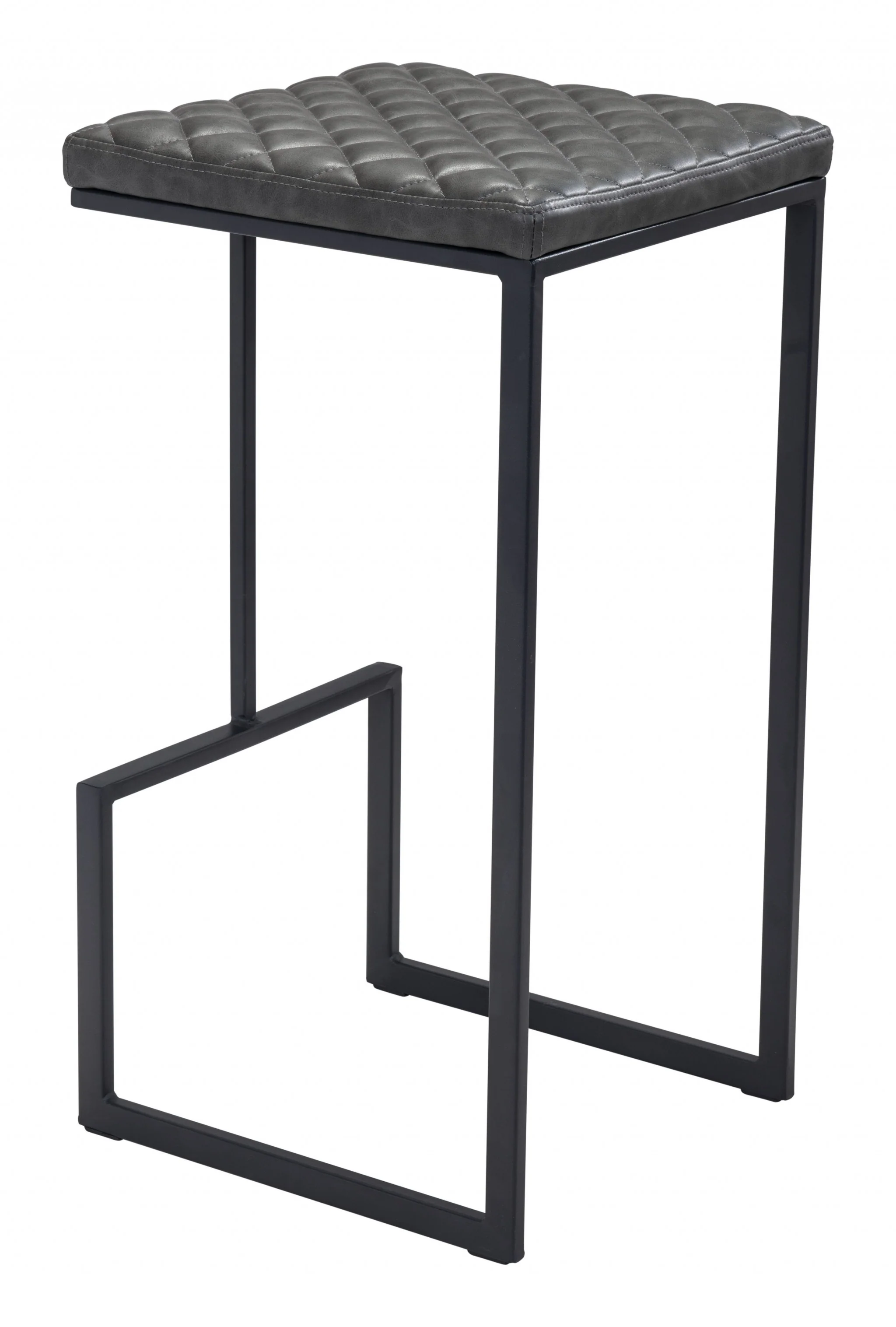 30" Gray And Black Steel Backless Bar Height Chair With Footrest By Homeroots - Image 6