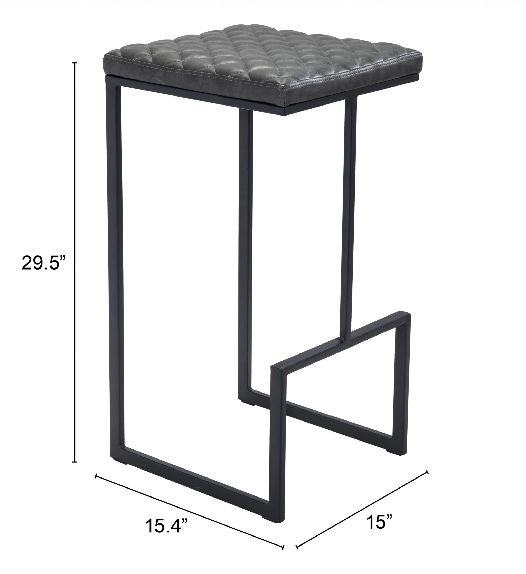 30" Gray And Black Steel Backless Bar Height Chair With Footrest By Homeroots - Image 8