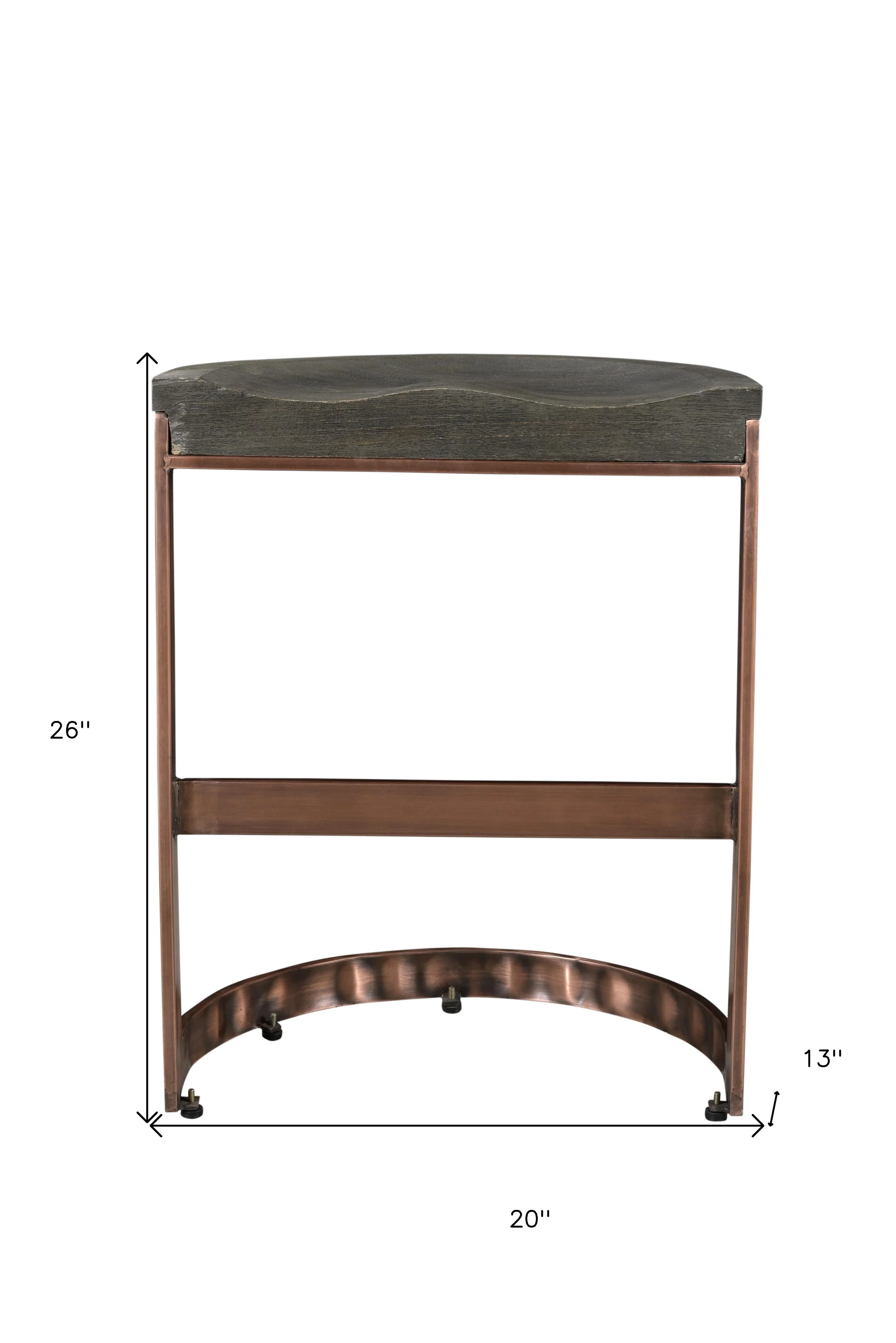 30" Gray And Copper Iron Backless Bar Height Bar Chair With Footrest By Homeroots - Image 6