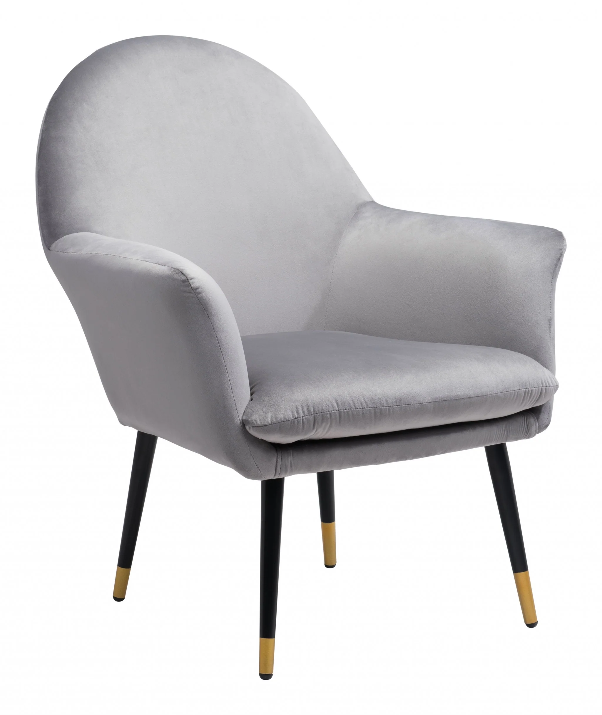 30" Gray And Gold Velvet Arm Chair By Homeroots - Image 2
