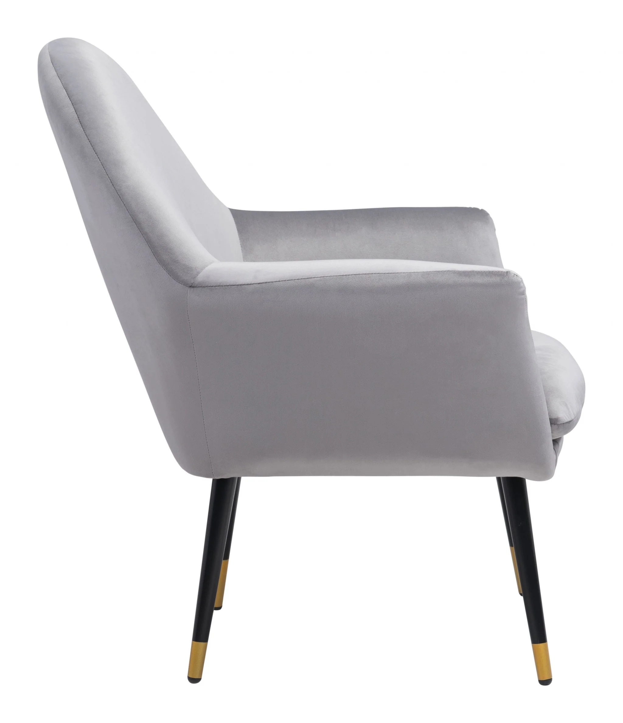 30" Gray And Gold Velvet Arm Chair By Homeroots - Image 3