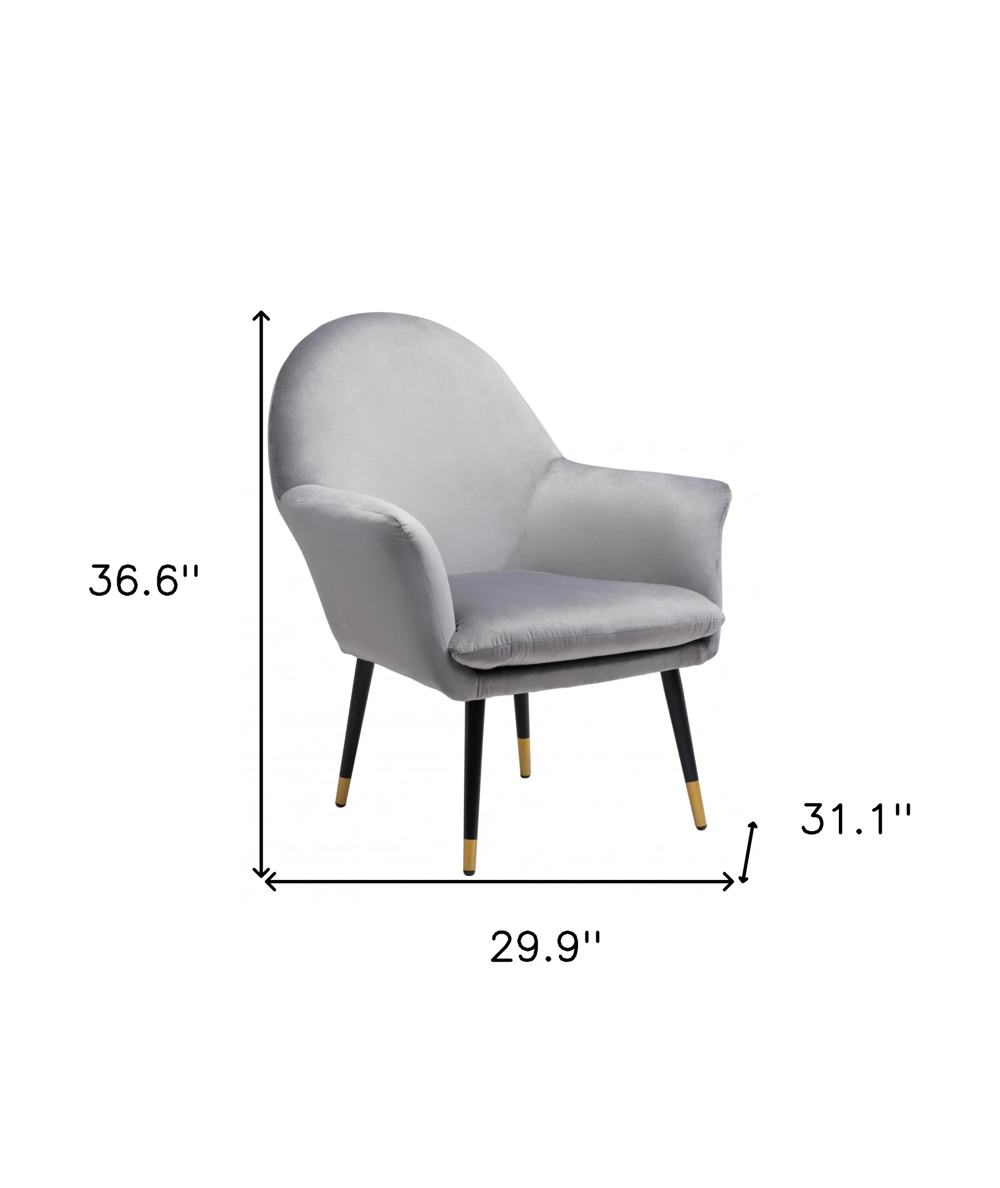 30" Gray And Gold Velvet Arm Chair By Homeroots - Image 8