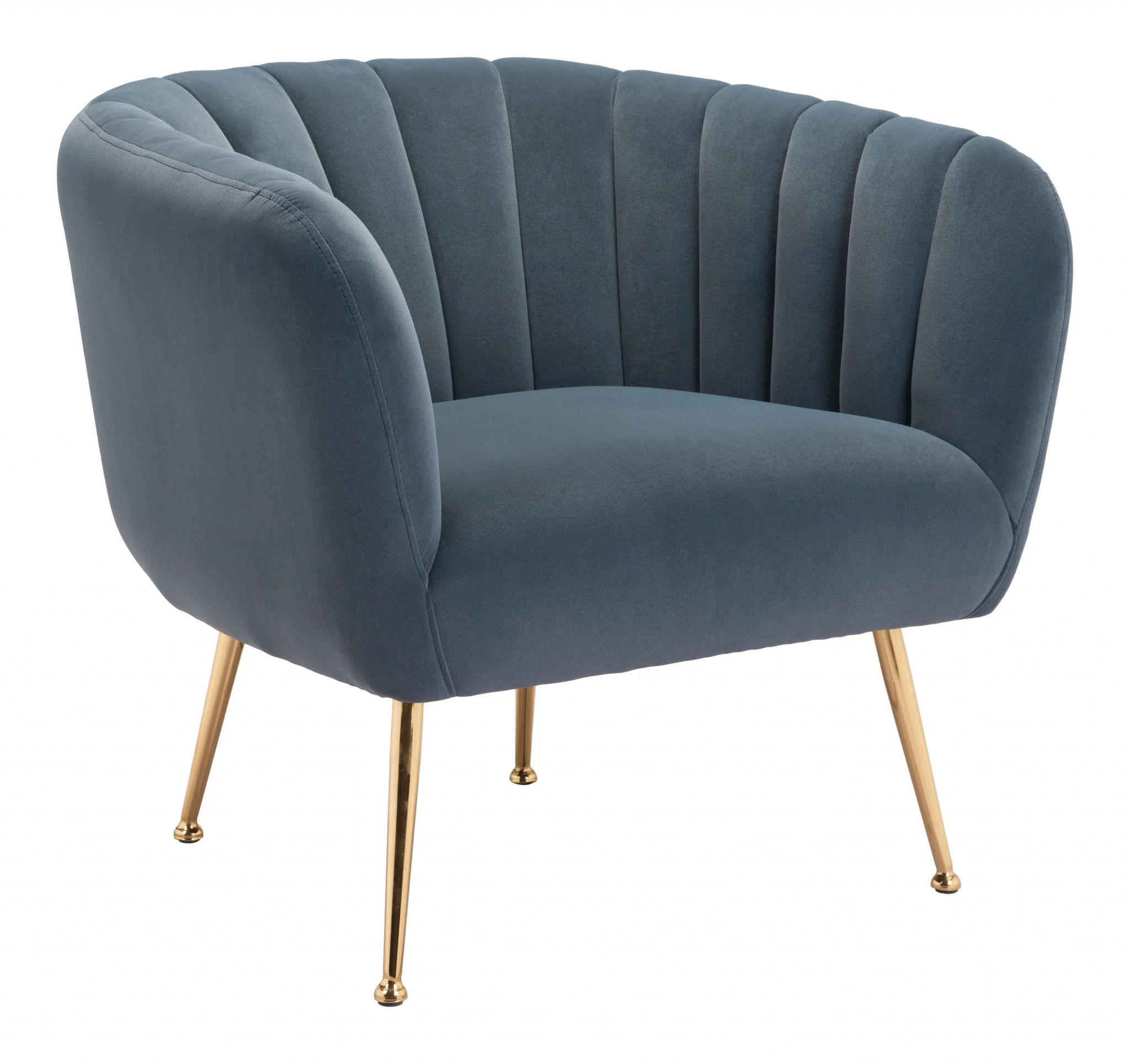 30" Gray And Gold Velvet Tufted Club Chair By Homeroots - Image 2
