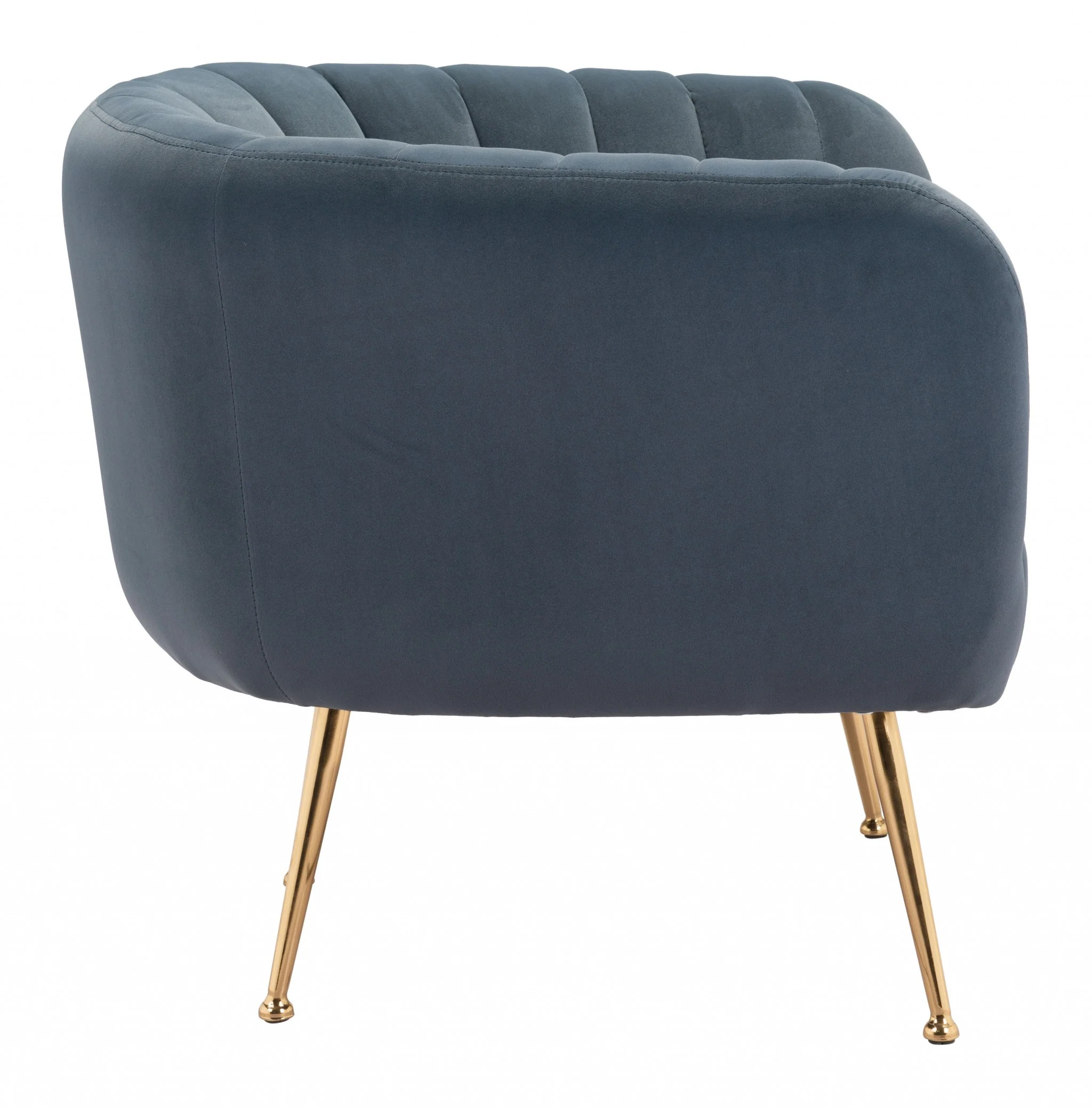 30" Gray And Gold Velvet Tufted Club Chair By Homeroots - Image 3