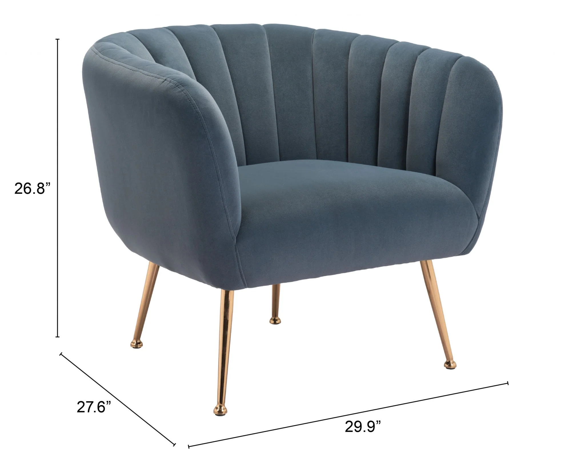30" Gray And Gold Velvet Tufted Club Chair By Homeroots - Image 8