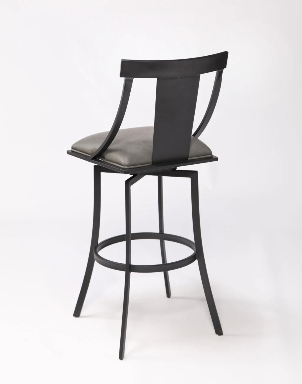 30" Gray Faux Leather and Metal Square Seat Swivel Bar Stool By Homeroots - Image 5