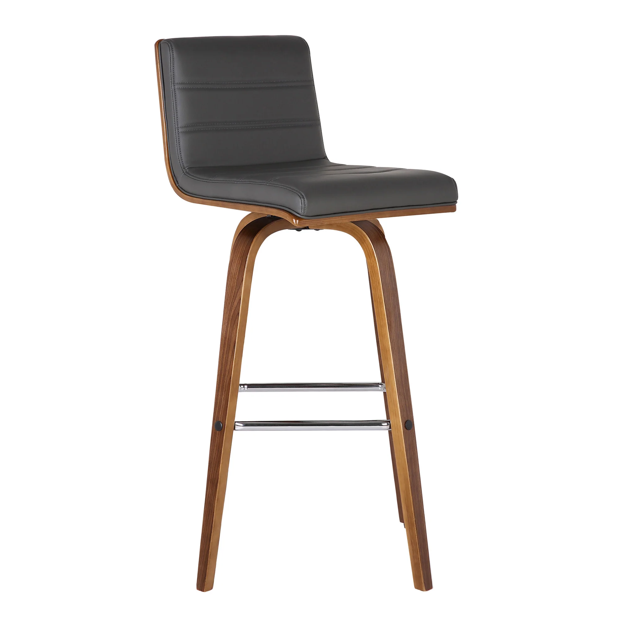 30” Gray Faux Leather Wooden Swivel Bar Stool By Homeroots - Image 2