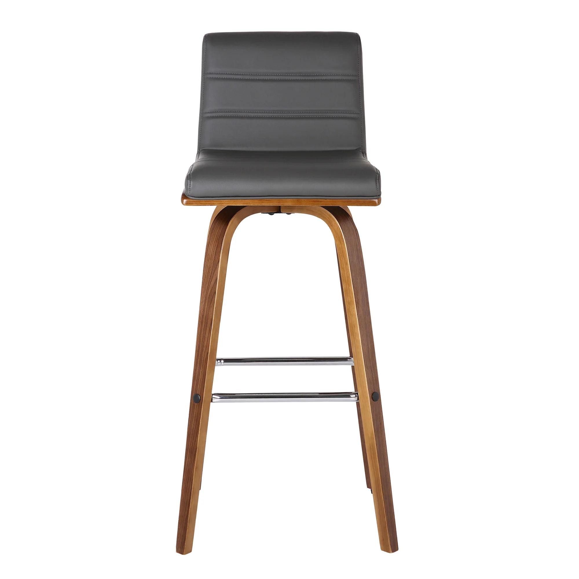 30” Gray Faux Leather Wooden Swivel Bar Stool By Homeroots - Image 4