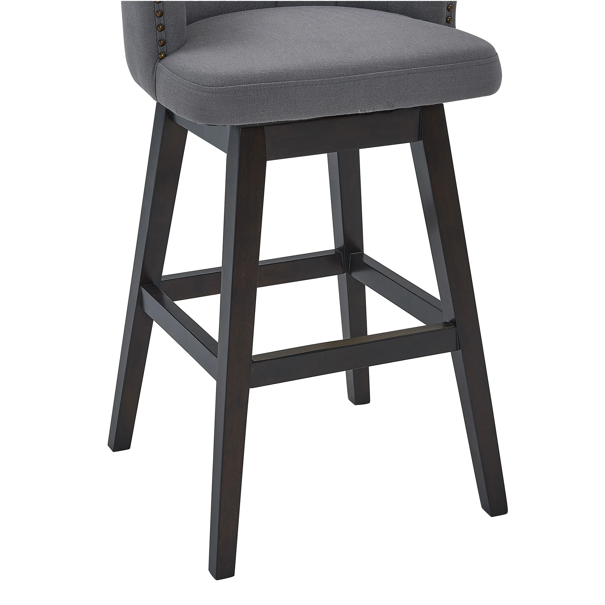 30" Grey Espresso Wood Fabric Swivel Bar Stool By Homeroots - Image 7