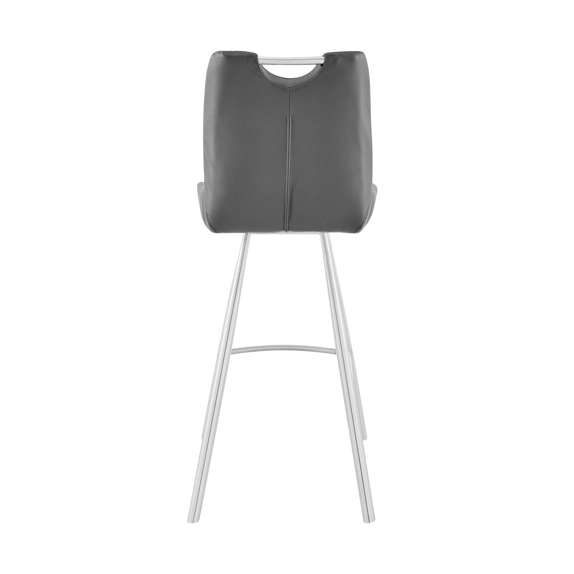 30" Grey Faux Leather and Brushed Stainless Steel Bar Stool By Homeroots - Image 6