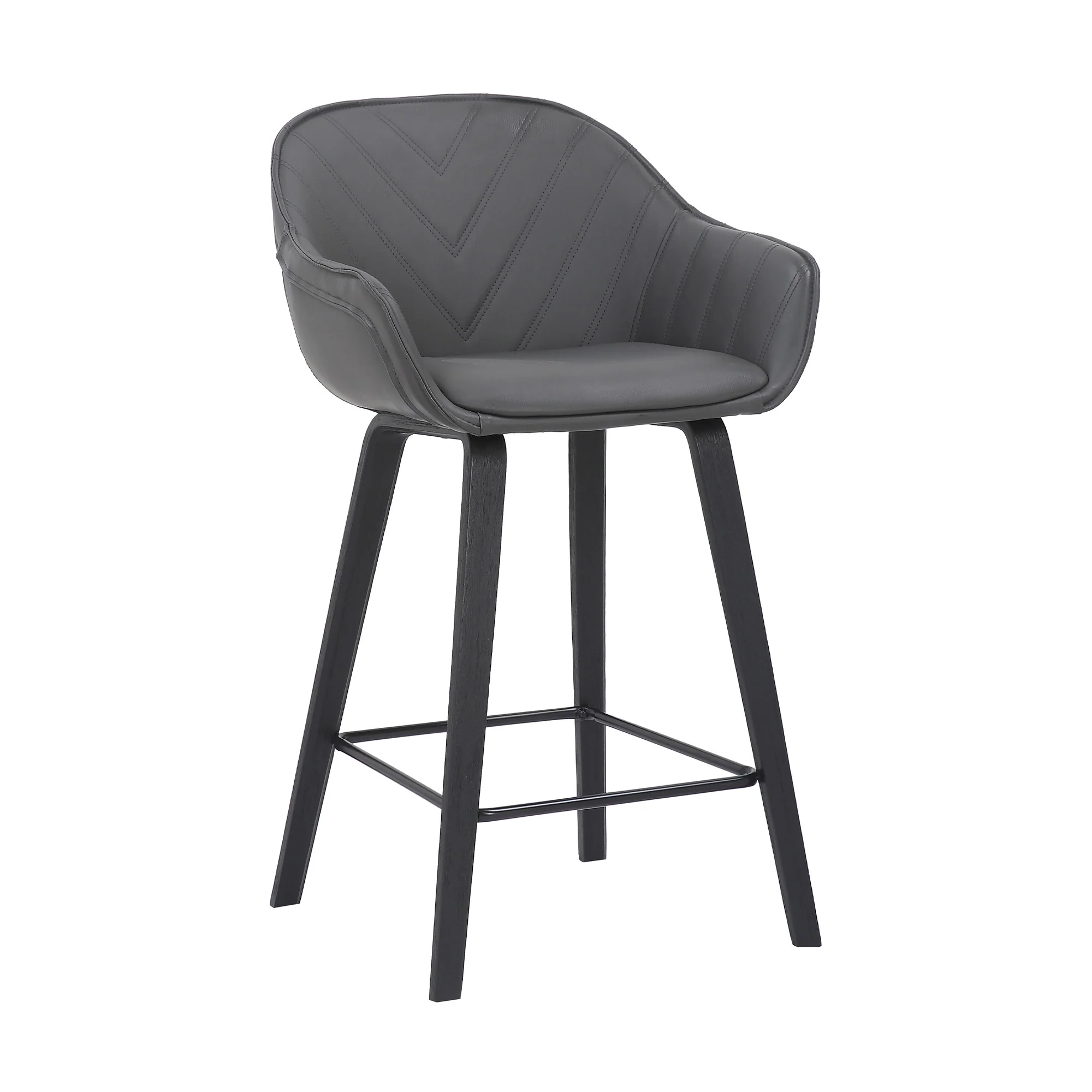 30" Grey Faux Leather Bar Stool with Wooden Frame By Homeroots - Image 2