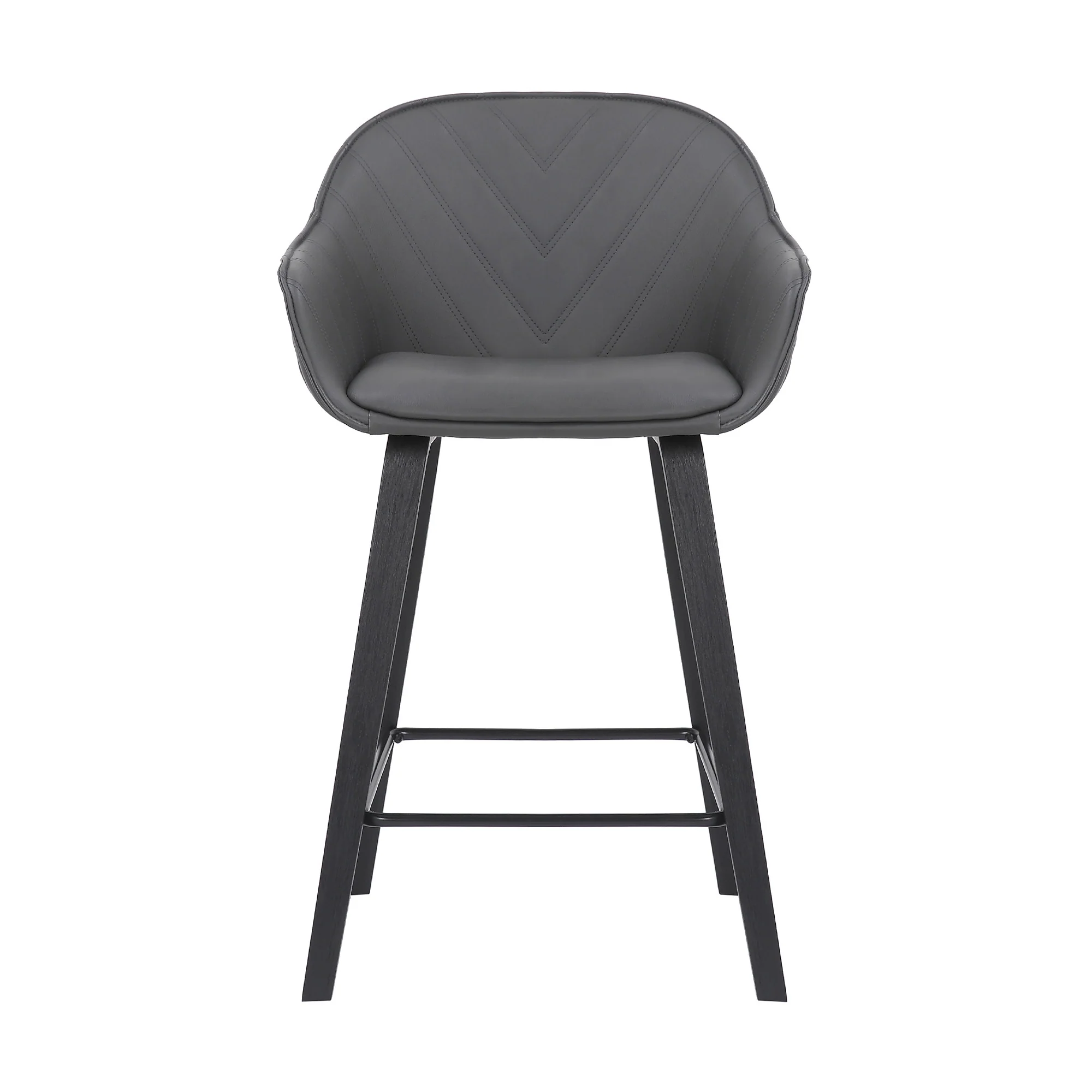 30" Grey Faux Leather Bar Stool with Wooden Frame By Homeroots - Image 3