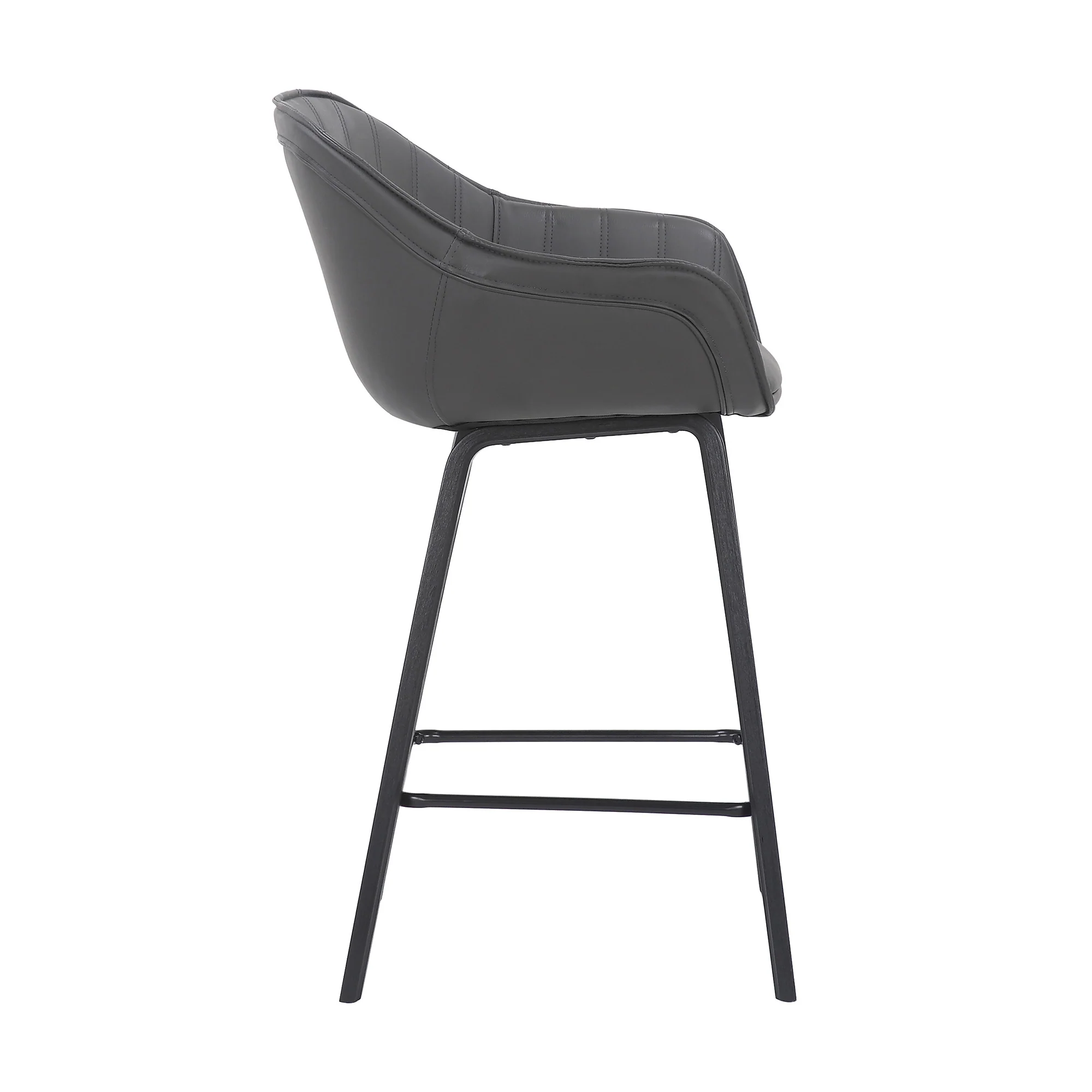 30" Grey Faux Leather Bar Stool with Wooden Frame By Homeroots - Image 4