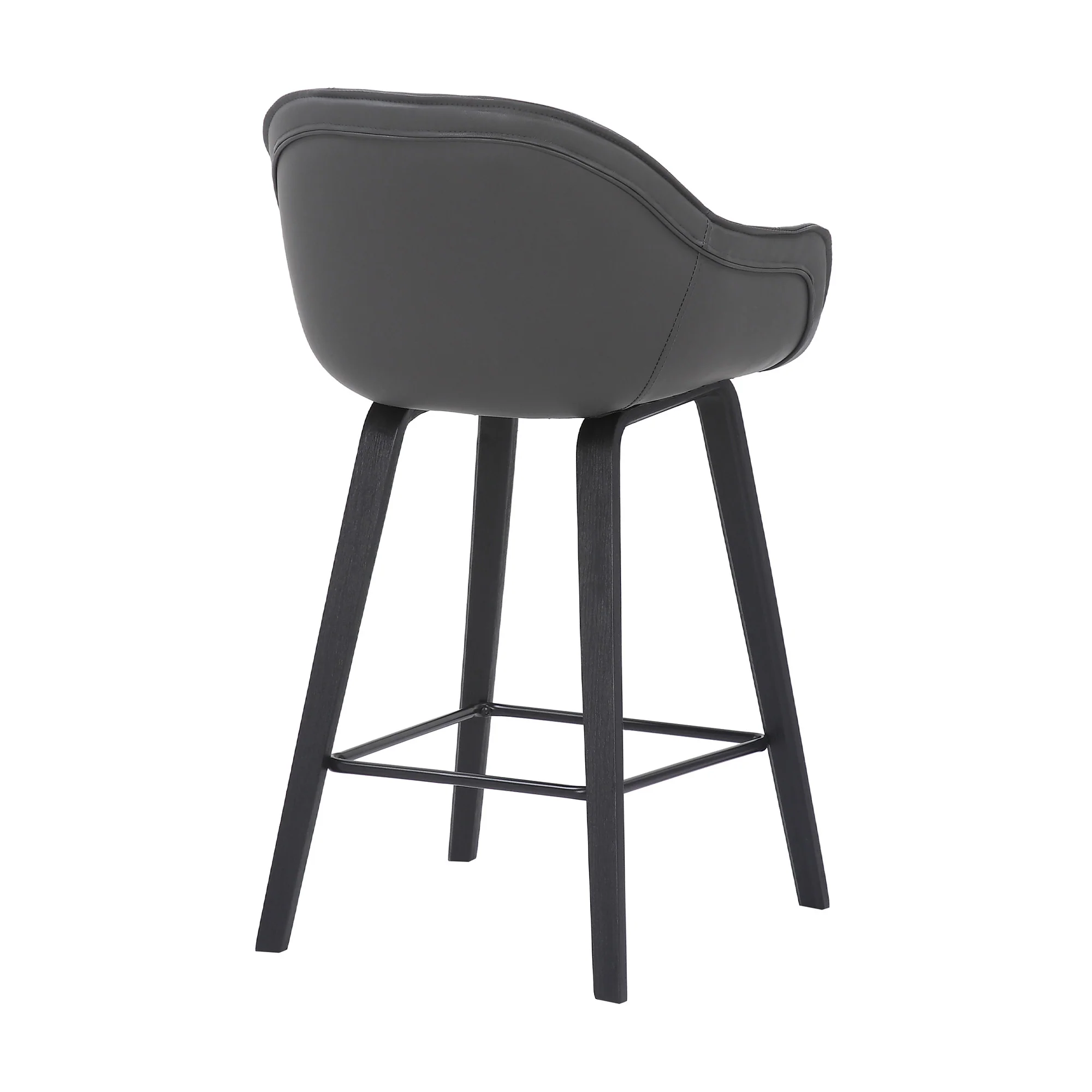 30" Grey Faux Leather Bar Stool with Wooden Frame By Homeroots - Image 5