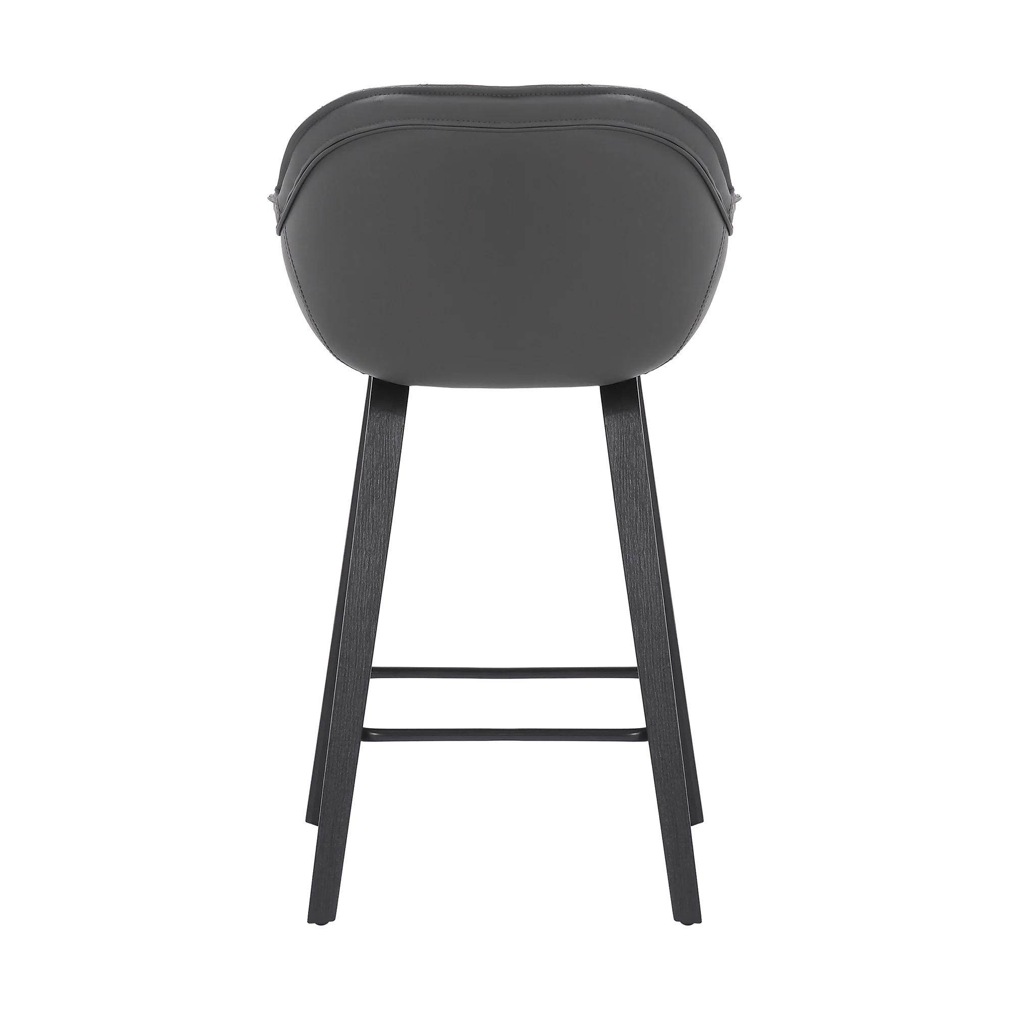 30" Grey Faux Leather Bar Stool with Wooden Frame By Homeroots - Image 6