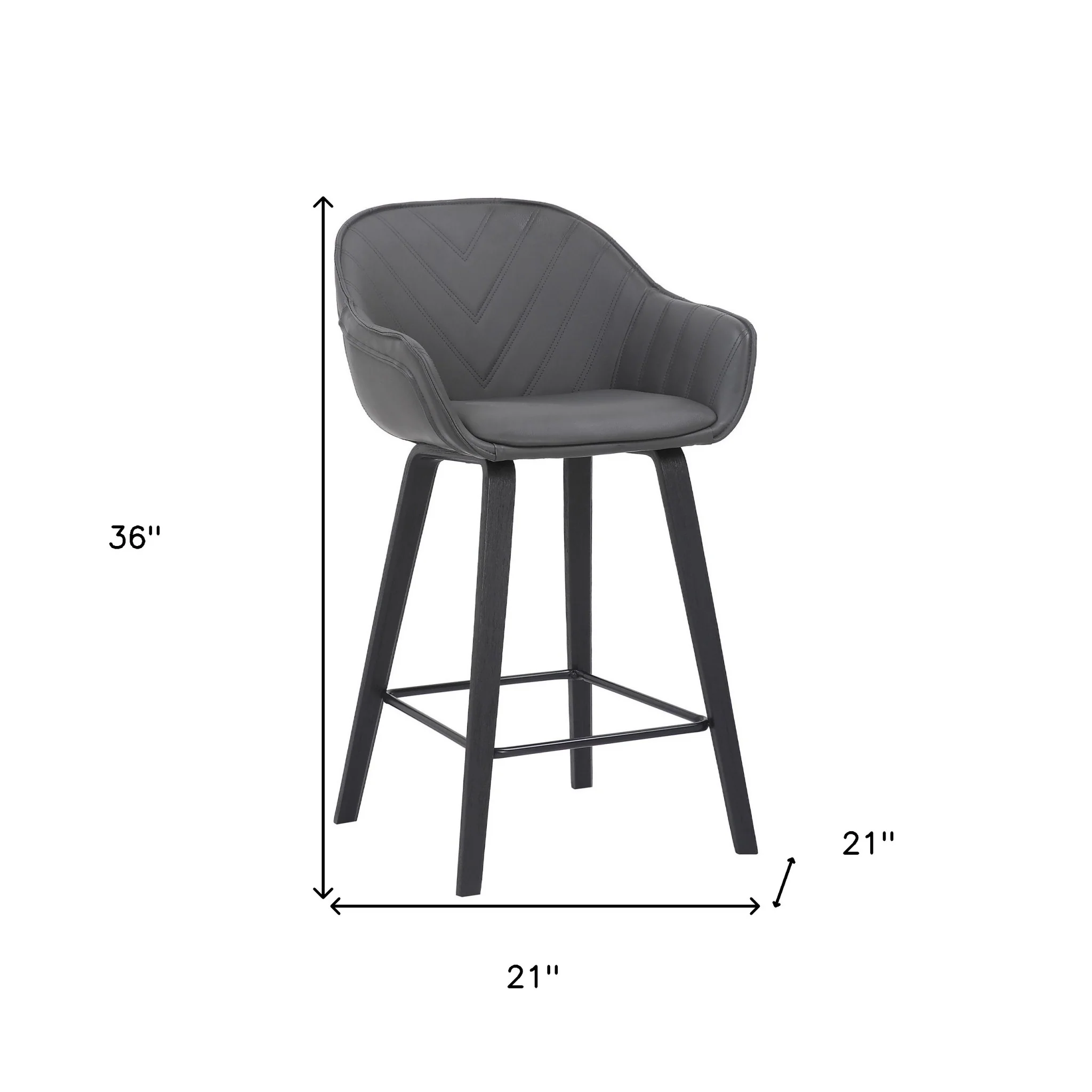 30" Grey Faux Leather Bar Stool with Wooden Frame By Homeroots - Image 7