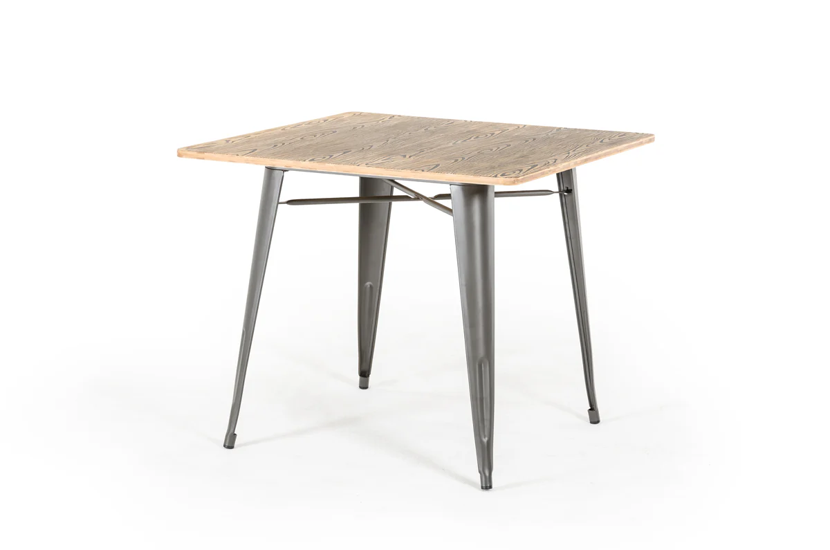 30' Grey Steel And Wood Square Dining Table By Homeroots - Image 2