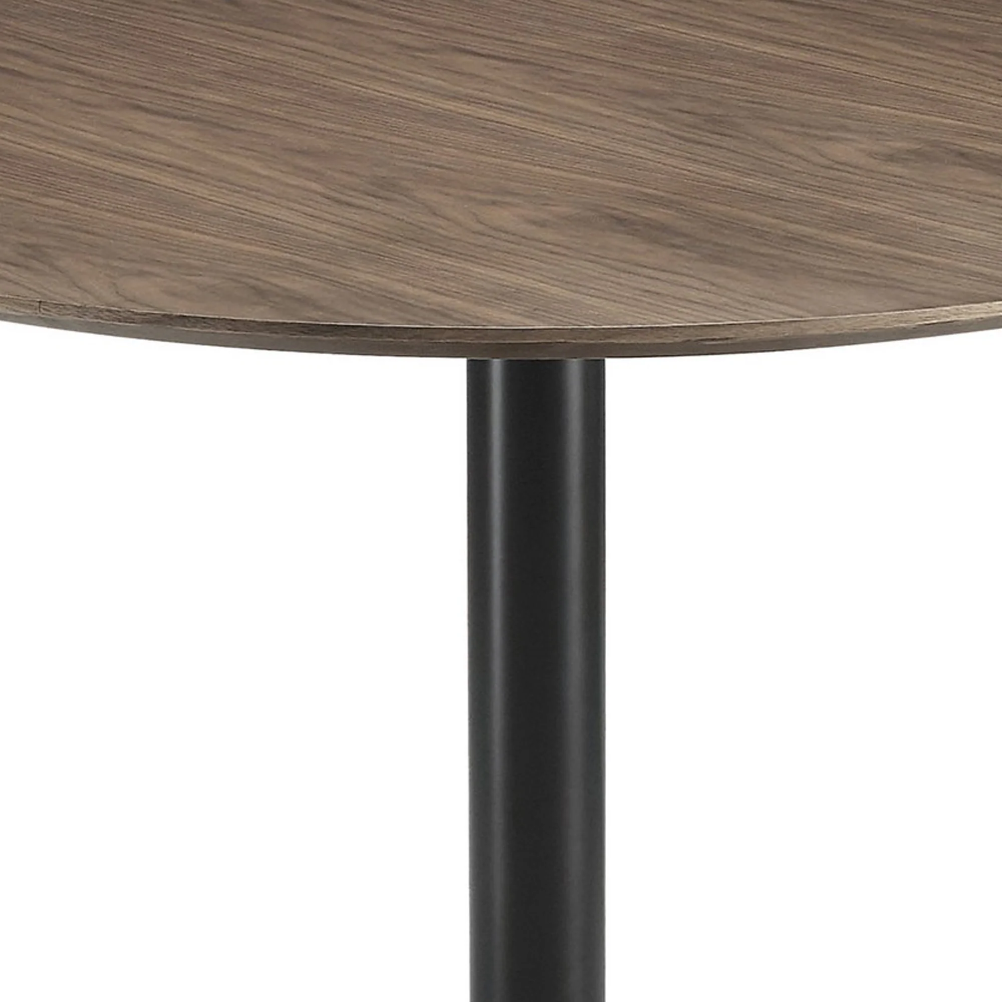 30 Inch Round Wooden Top Modern Dining Table, Black and Brown By Benzara - Image 3