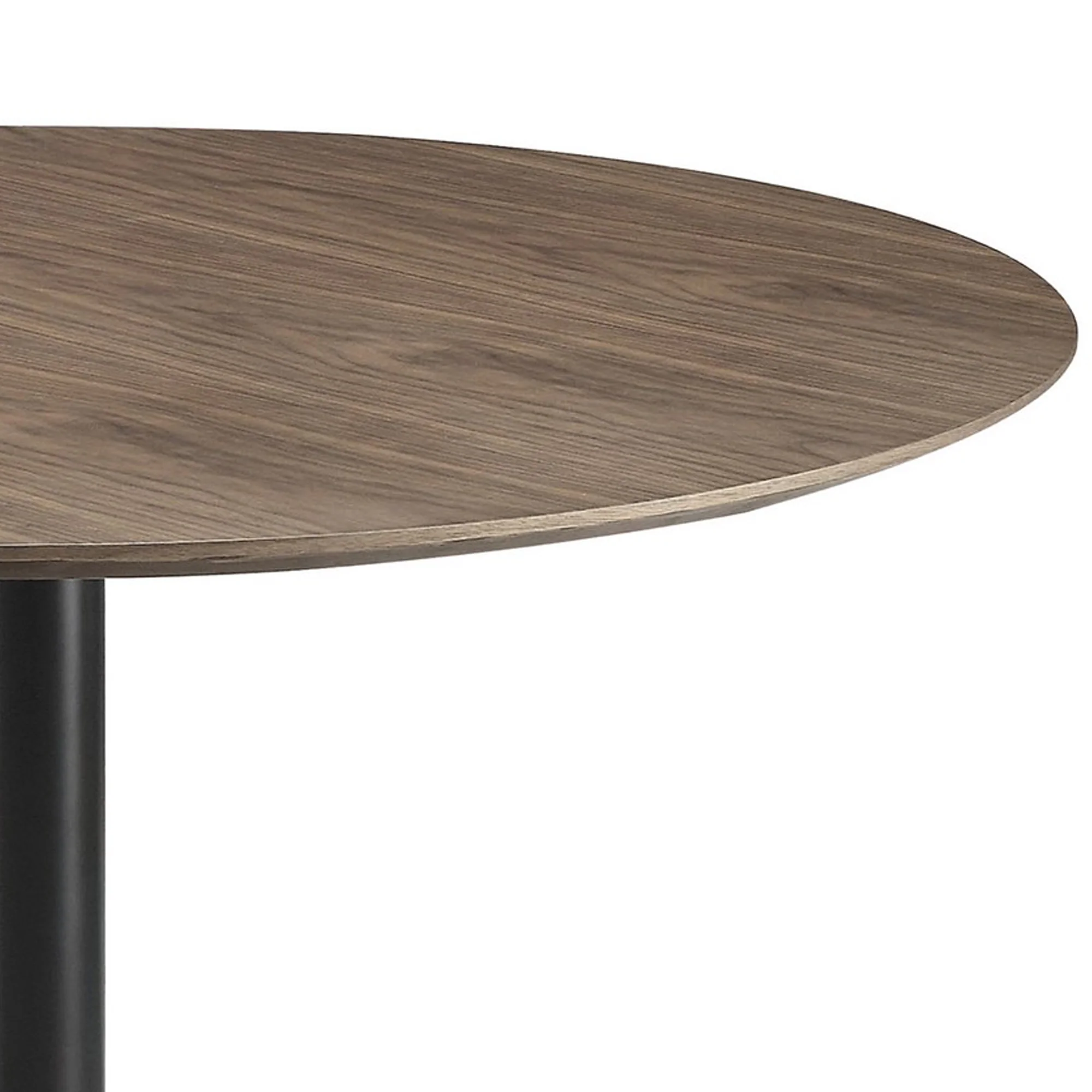 30 Inch Round Wooden Top Modern Dining Table, Black and Brown By Benzara - Image 4