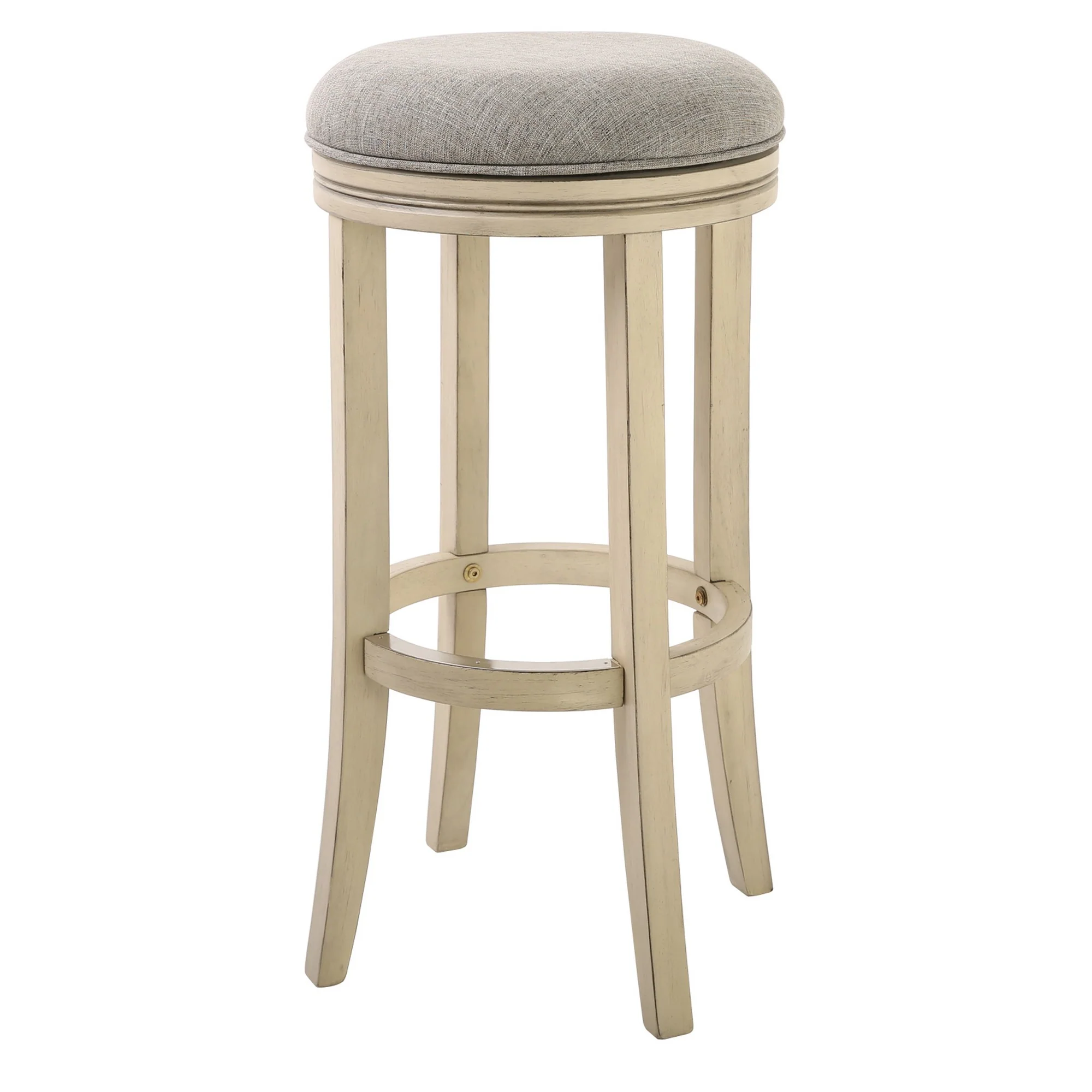 30" Ivory Finished Solid Wood Frame In Paradigm Quartz Fabric Bar Stool By Homeroots - Image 2