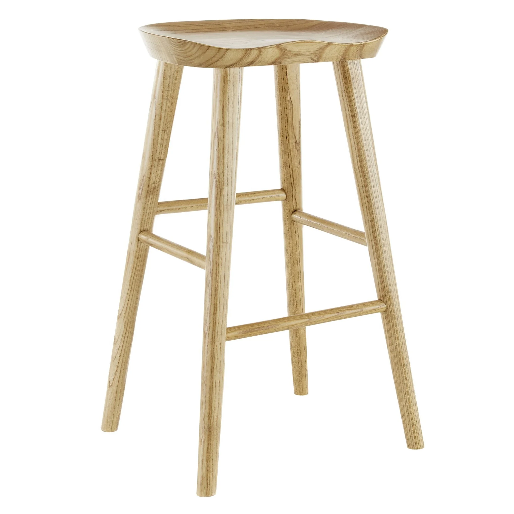 30" Light Natural Brown Solid Wood Bar Stool By Homeroots - Image 3
