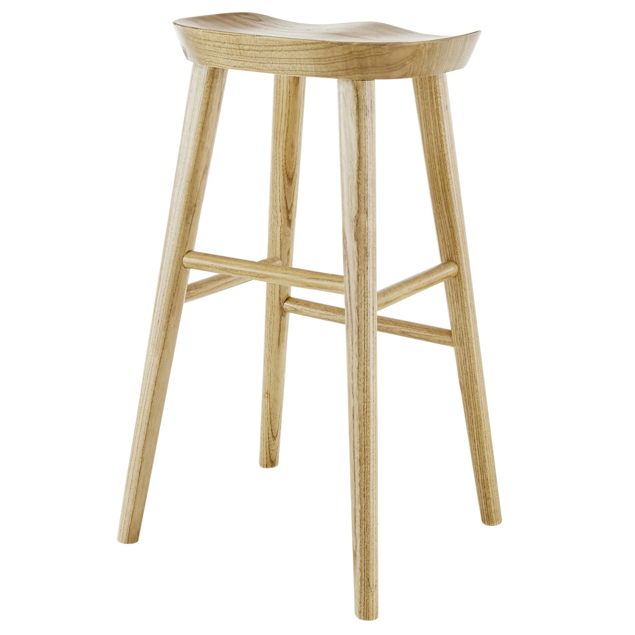 30" Light Natural Brown Solid Wood Bar Stool By Homeroots - Image 5