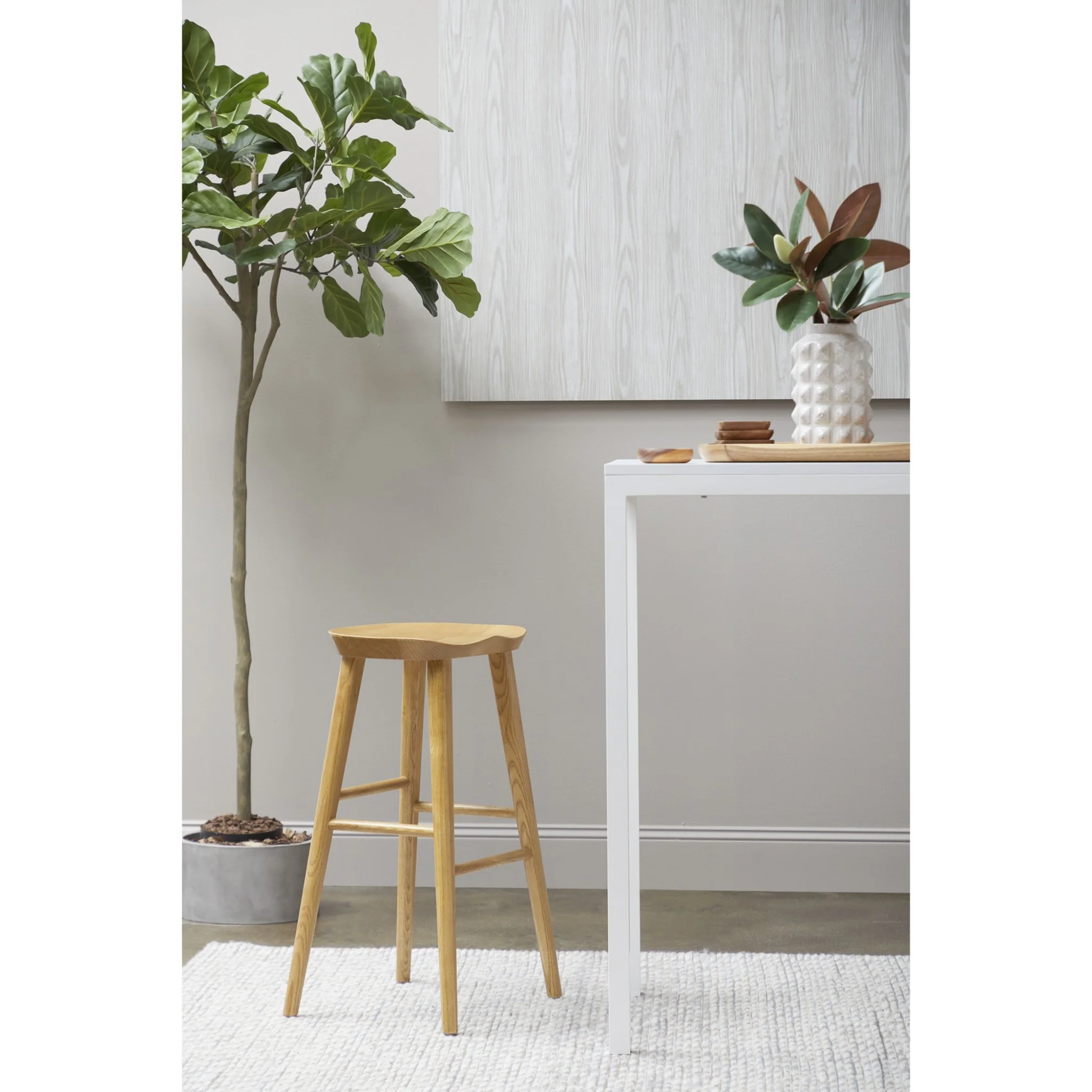 30" Light Natural Brown Solid Wood Bar Stool By Homeroots - Image 7
