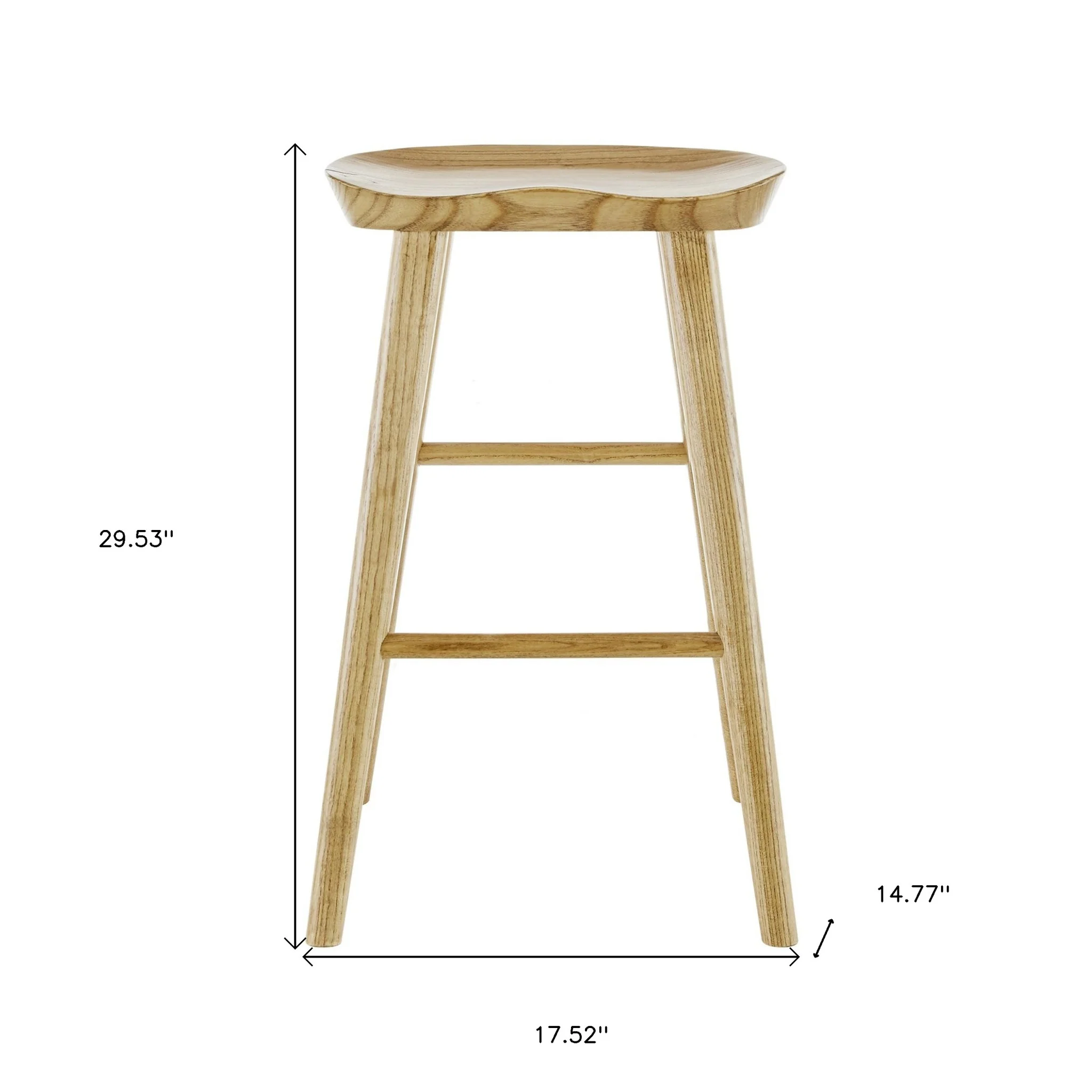 30" Light Natural Brown Solid Wood Bar Stool By Homeroots - Image 8