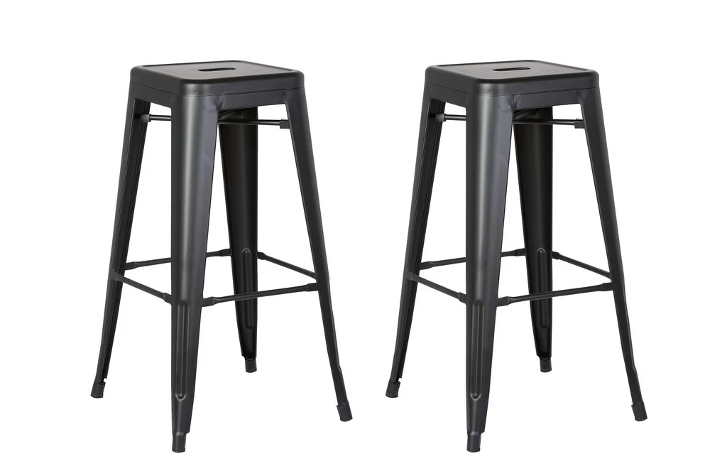 30" Matte Black Backless Metal Barstool With a Set of 2 By Homeroots - Image 6