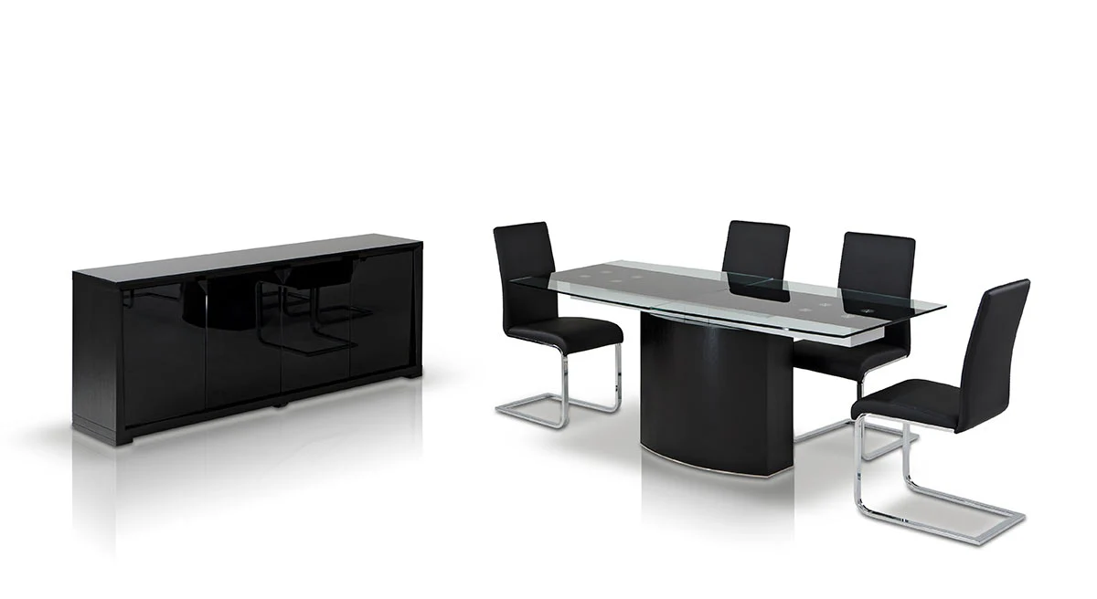 30' Mdf Steel And Glass Dining Table By Homeroots - Image 2