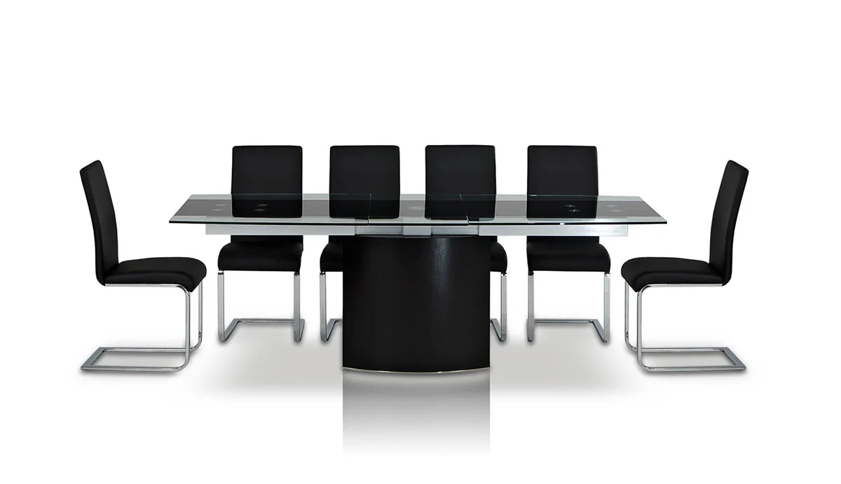 30' Mdf Steel And Glass Dining Table By Homeroots - Image 3