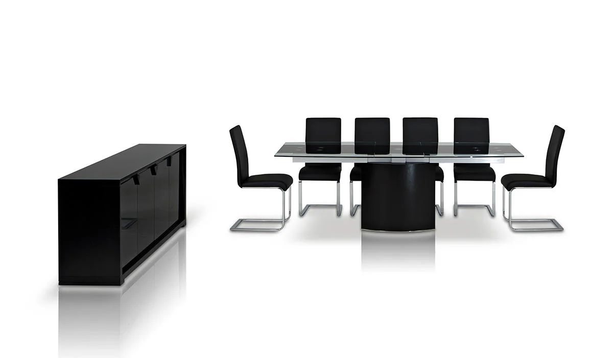 30' Mdf Steel And Glass Dining Table By Homeroots - Image 4