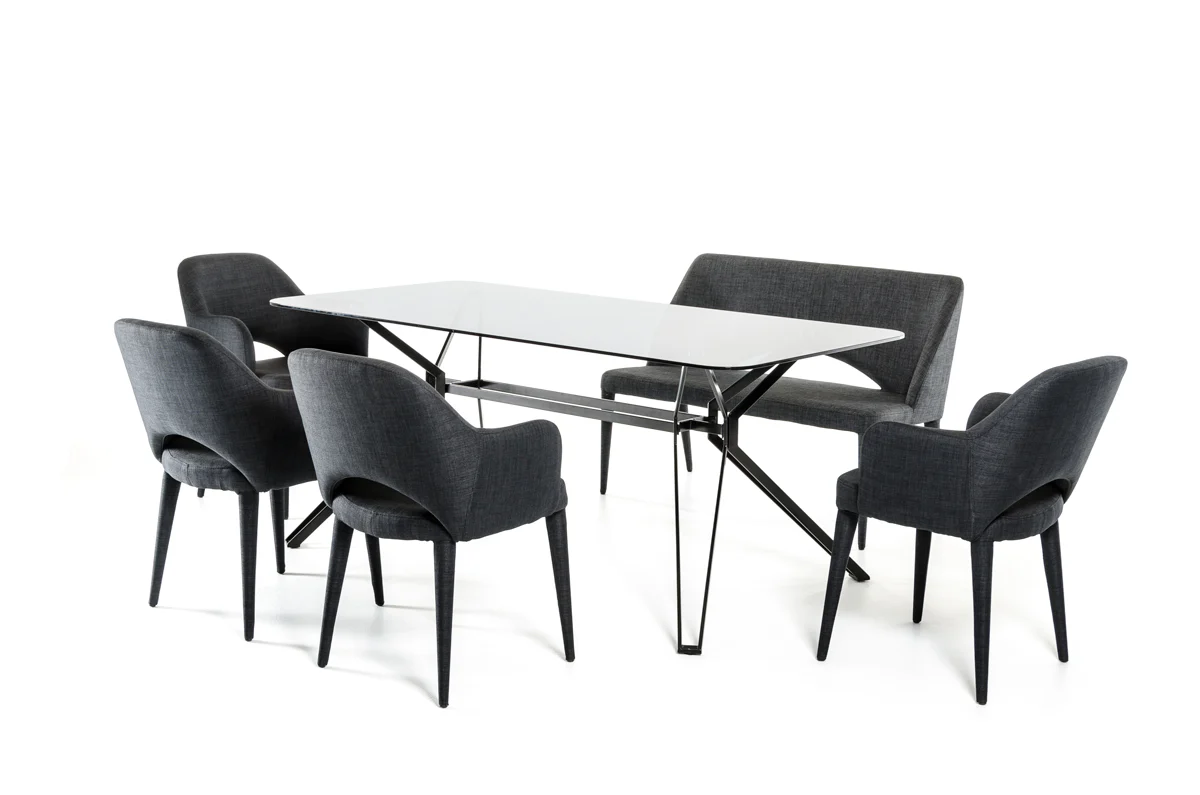 30" Metal And Smoked Glass Dining Table By Homeroots - Image 2