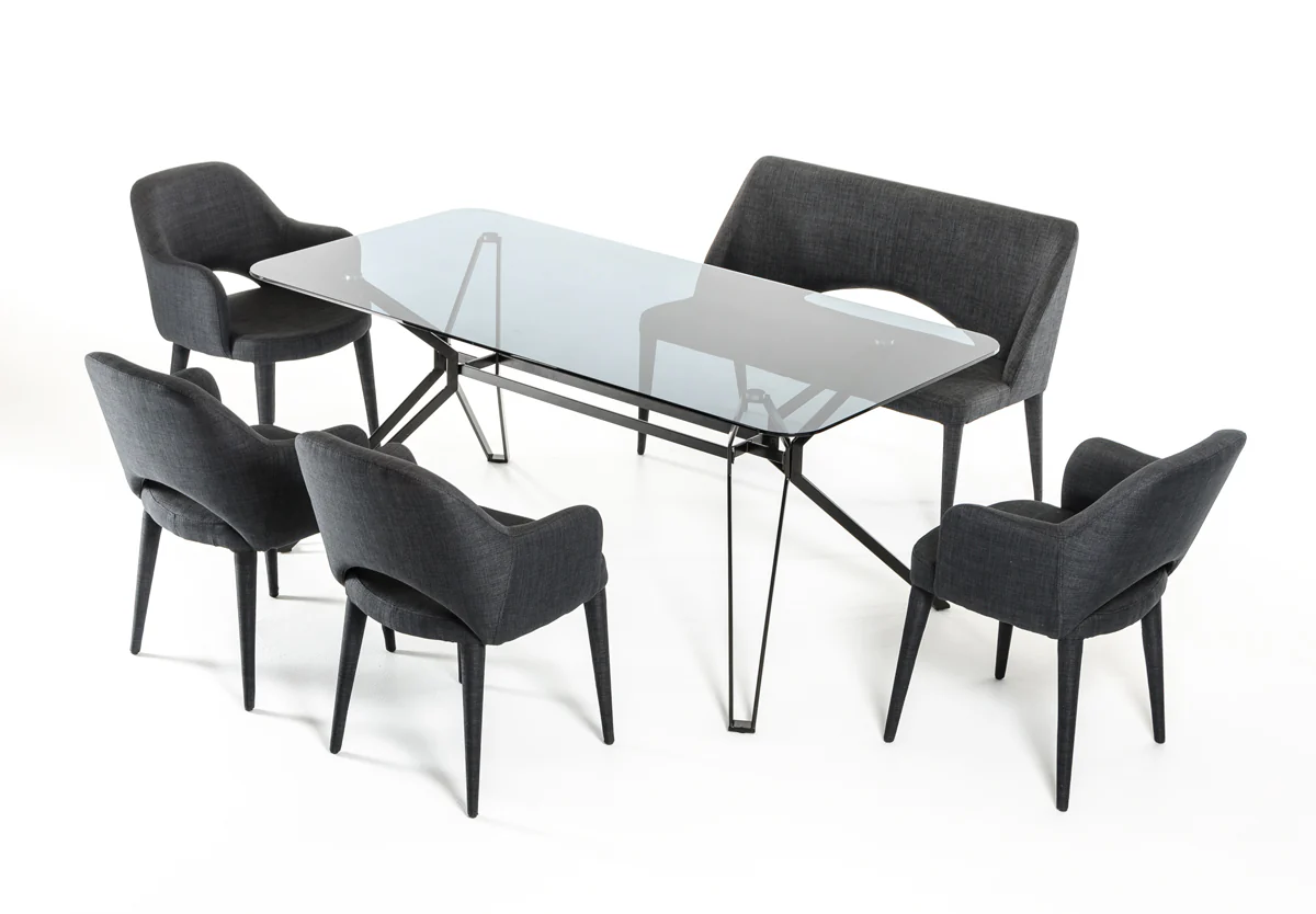 30" Metal And Smoked Glass Dining Table By Homeroots - Image 3