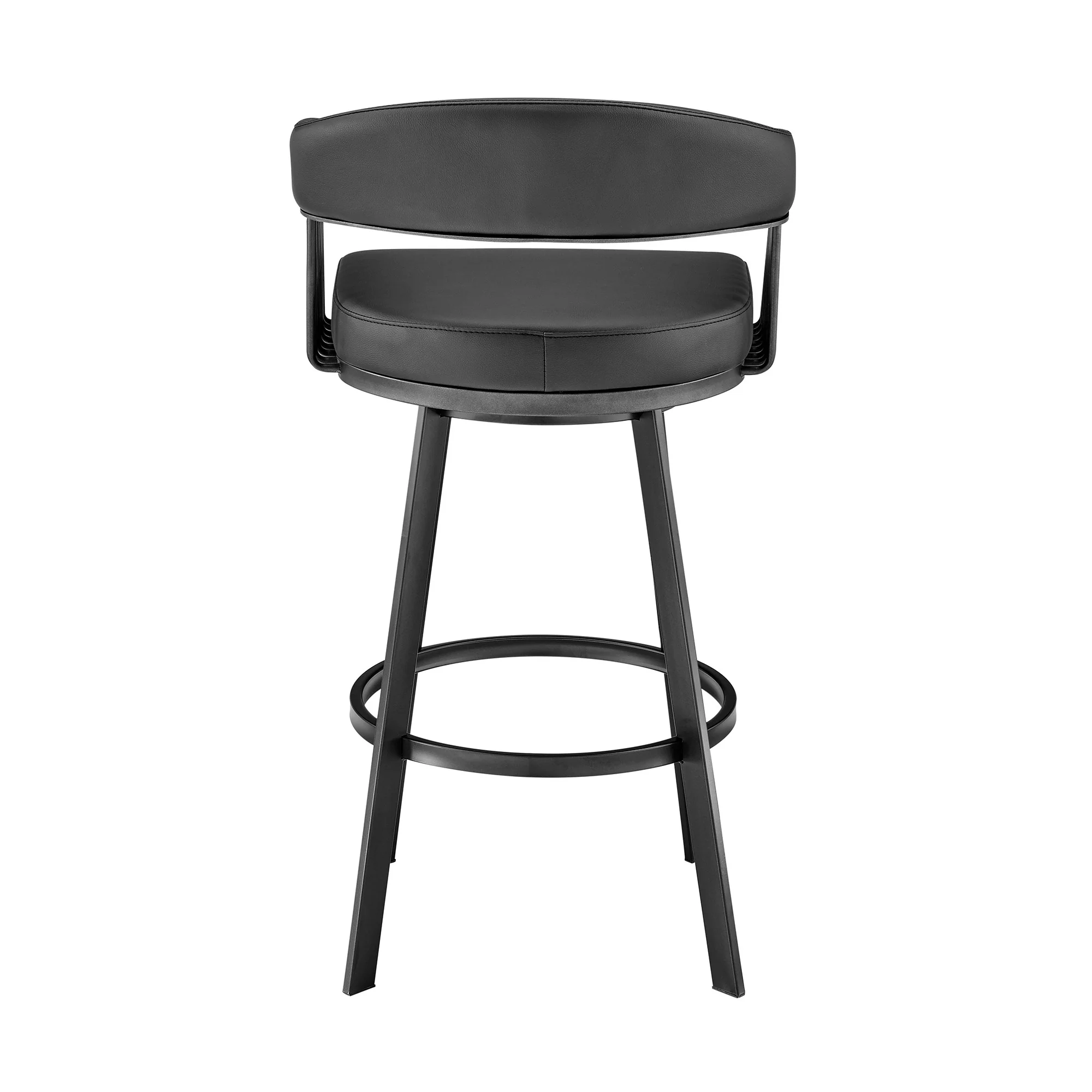 30" Mod Black Faux Leather Black Finish Swivel Bar Stool By Homeroots - Image 6
