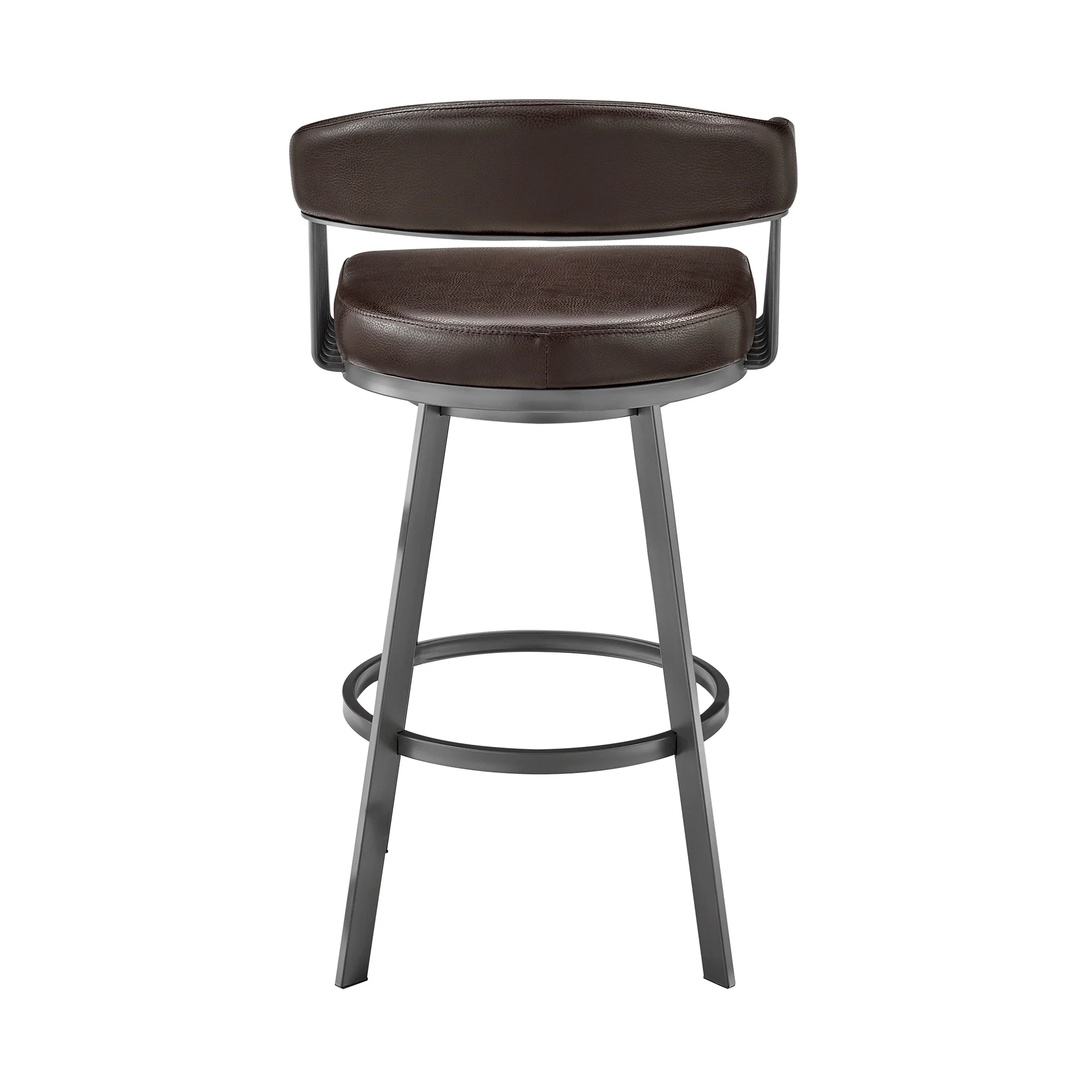 30" Mod Chocolate Faux Leather Java Brown Finish Swivel Bar Stool By Homeroots - Image 6