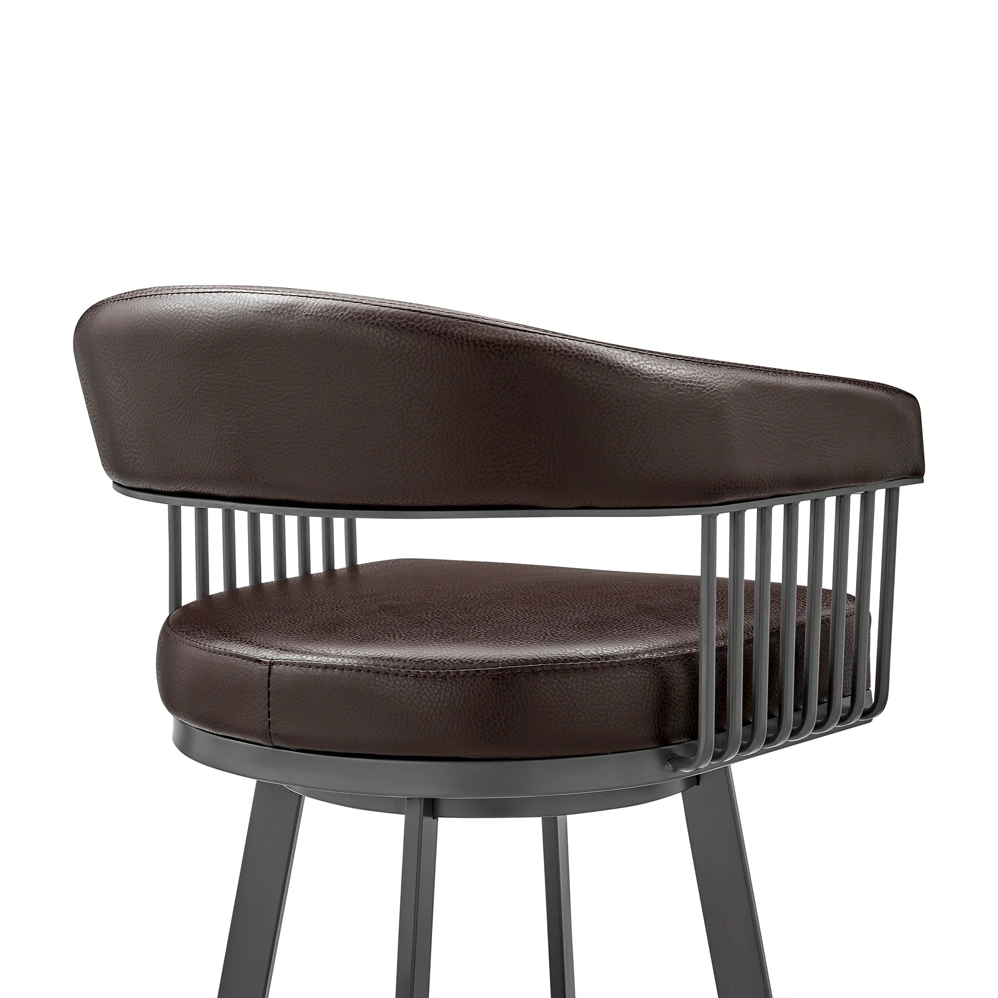 30" Mod Chocolate Faux Leather Java Brown Finish Swivel Bar Stool By Homeroots - Image 8
