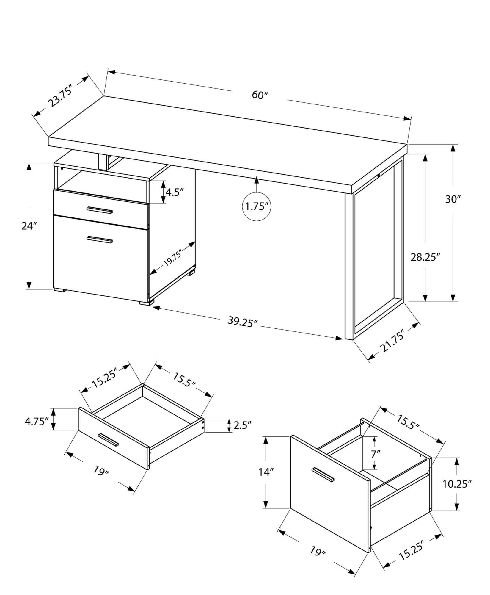 30" Particle Board and Grey Metal Computer Desk By Homeroots - Image 9