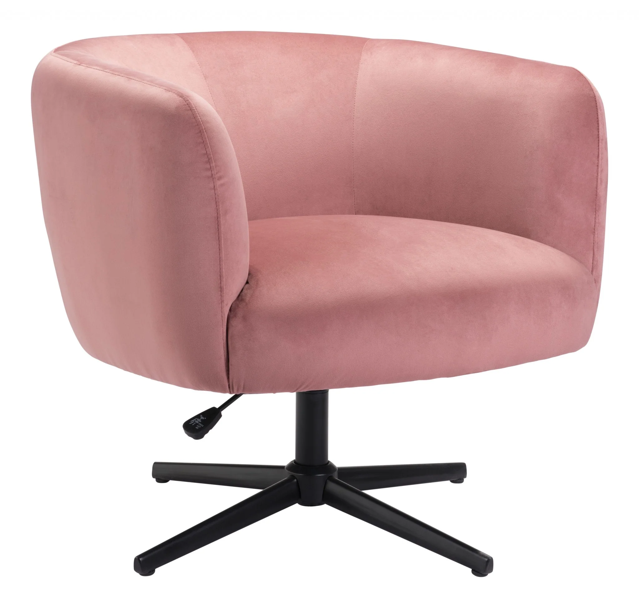 30" Pink And Black Velvet Swivel Barrel Chair By Homeroots - Image 2
