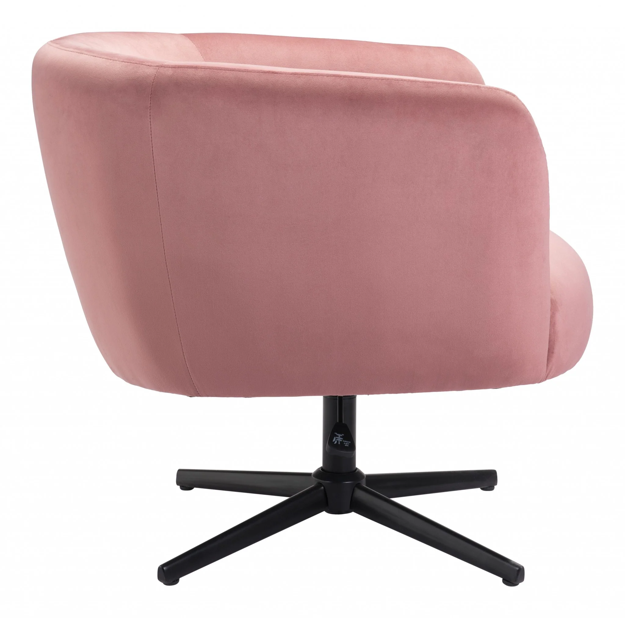 30" Pink And Black Velvet Swivel Barrel Chair By Homeroots - Image 3