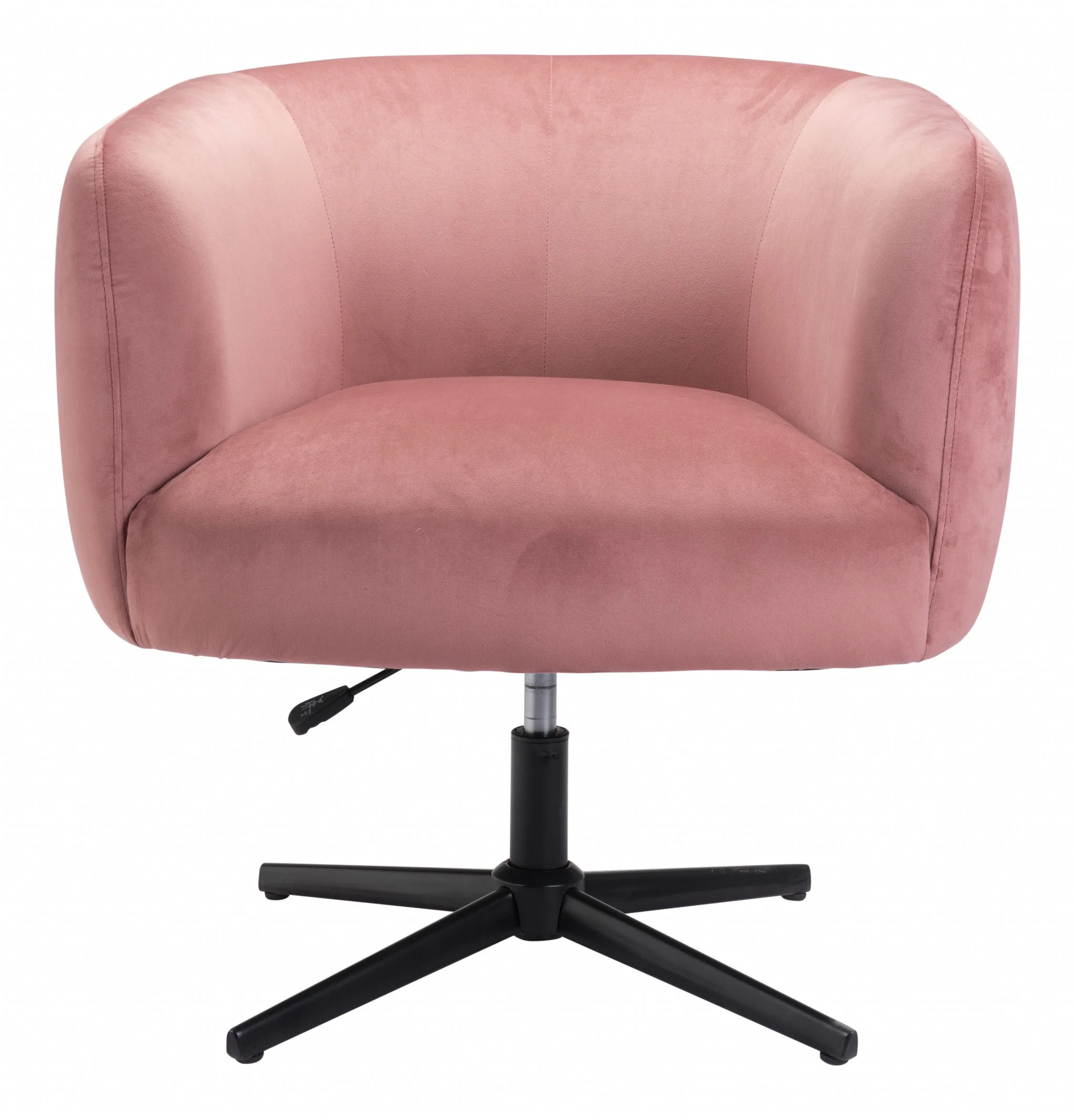 30" Pink And Black Velvet Swivel Barrel Chair By Homeroots - Image 4