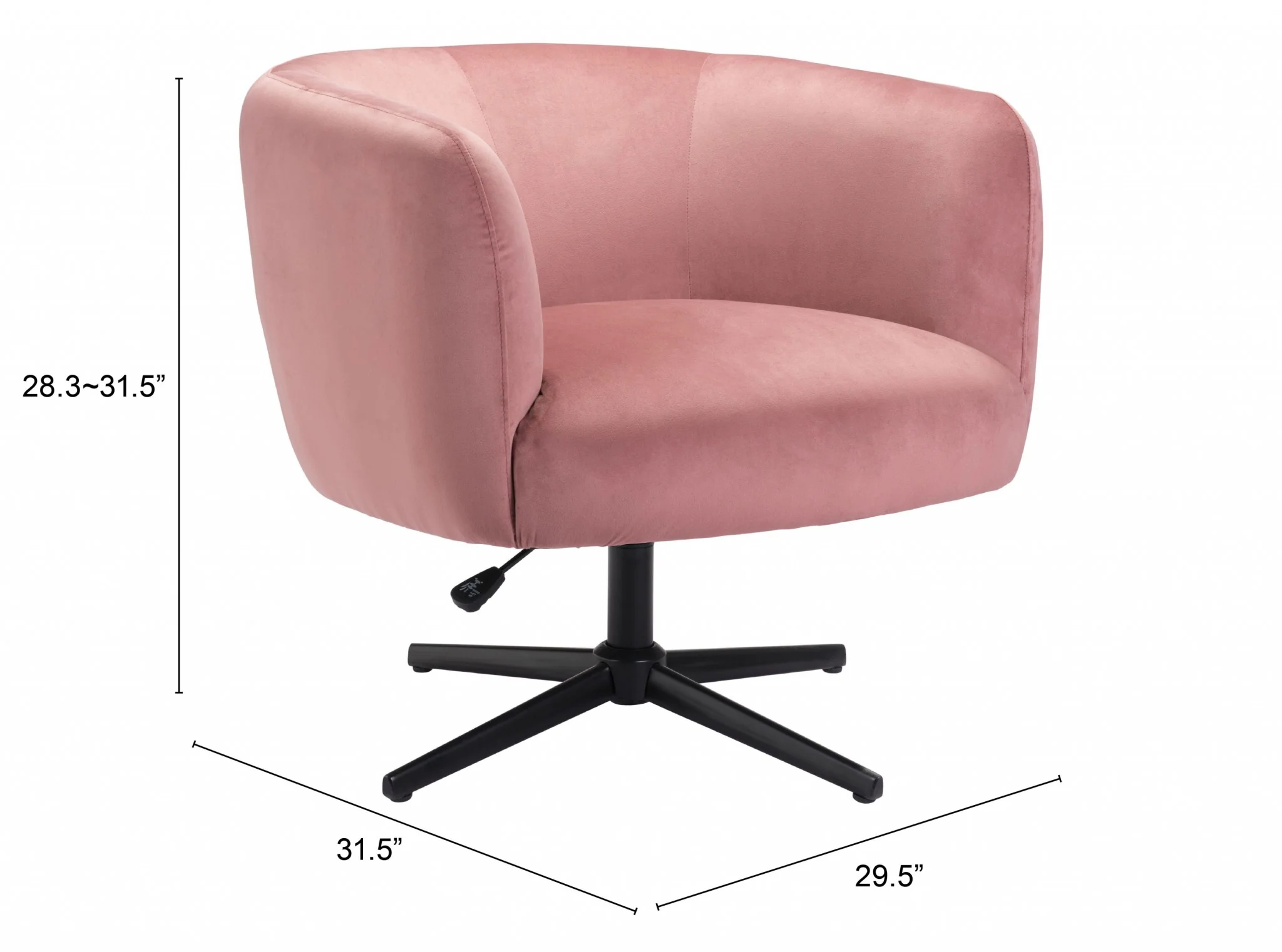 30" Pink And Black Velvet Swivel Barrel Chair By Homeroots - Image 8
