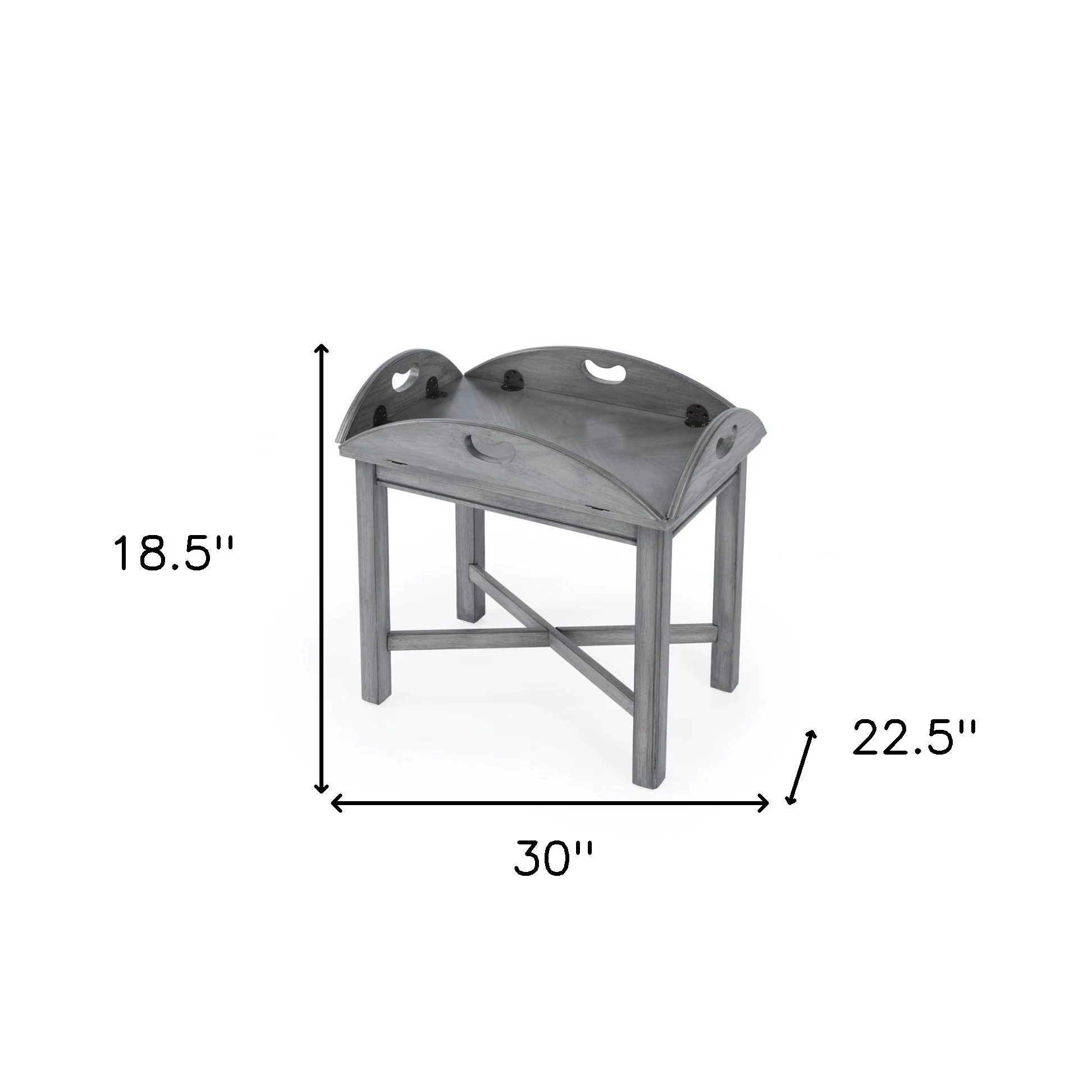 30" Powder Gray Oval Distressed Adjustable Shape Coffee Table By Homeroots - Image 5